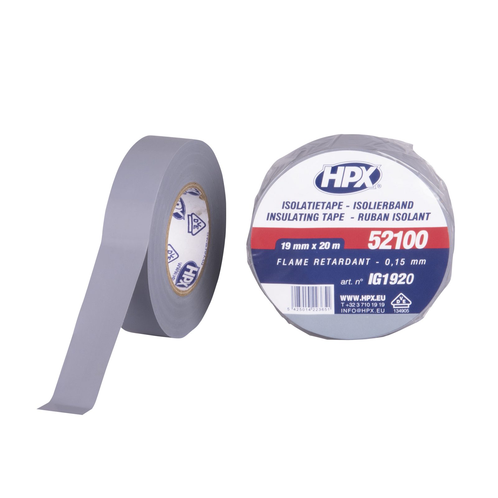 Nastro isolante PVC 52100 Grigio 20m - HPX 95001