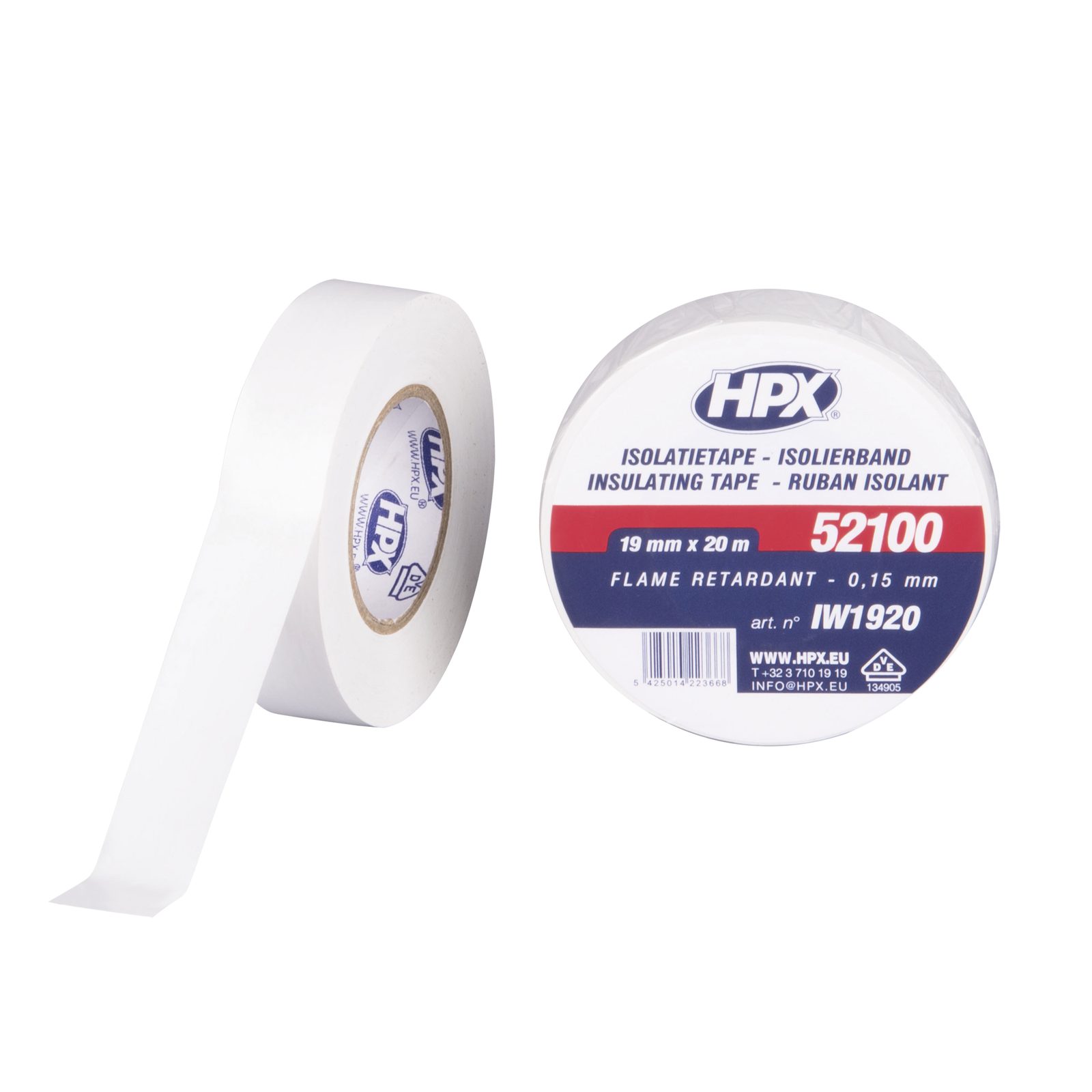 Nastro isolante PVC 52100 Bianco 20m - HPX 95002