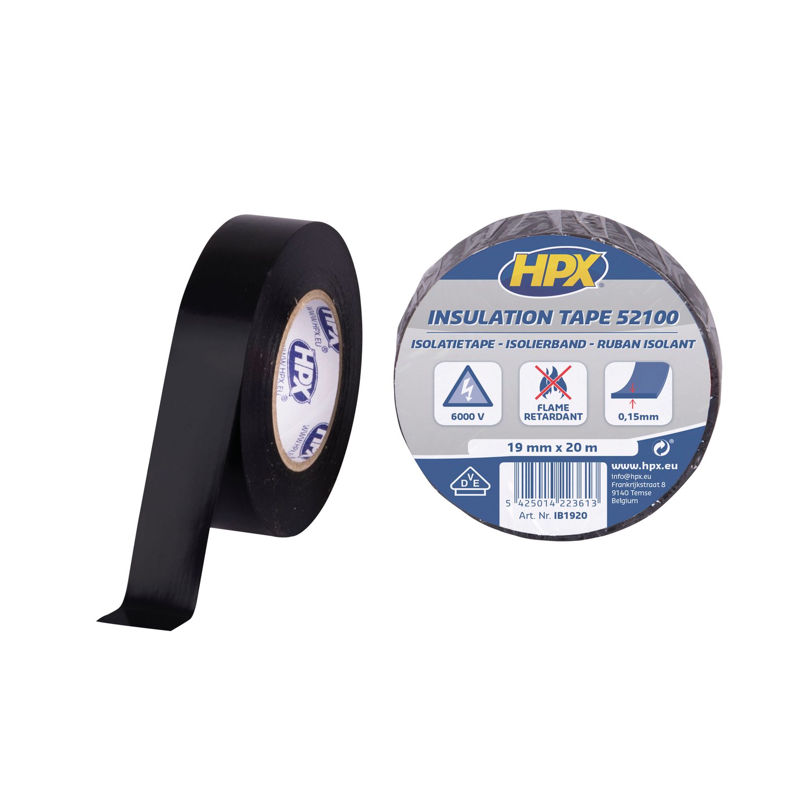 Nastro isolante in PVC 52100 nero 10m x 19mm - HPX 95003