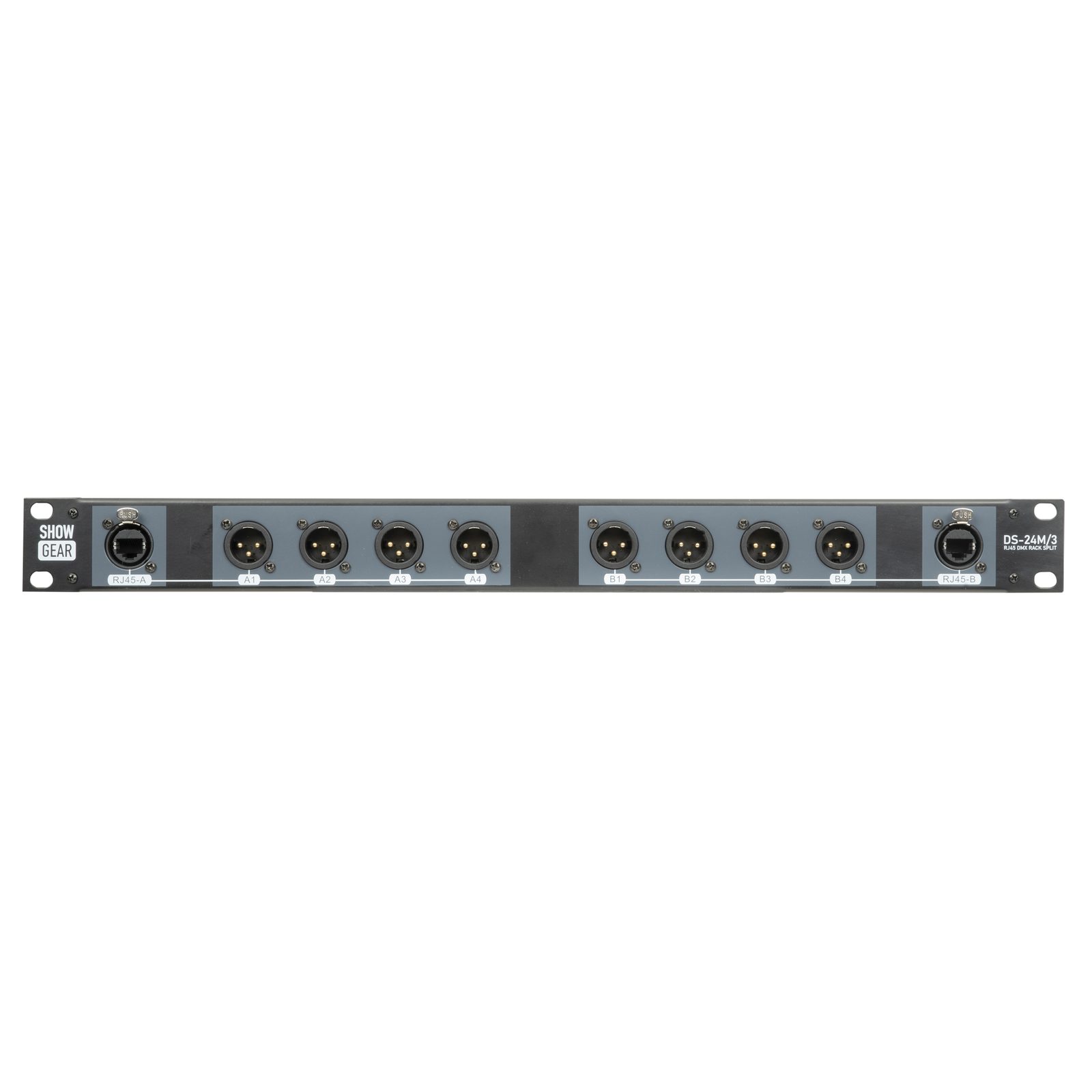 Splitter DMX rack 1U 8x XLR 3 pin maschio a 2x RJ45 femmina - Showgear DS-24m/3 96020
