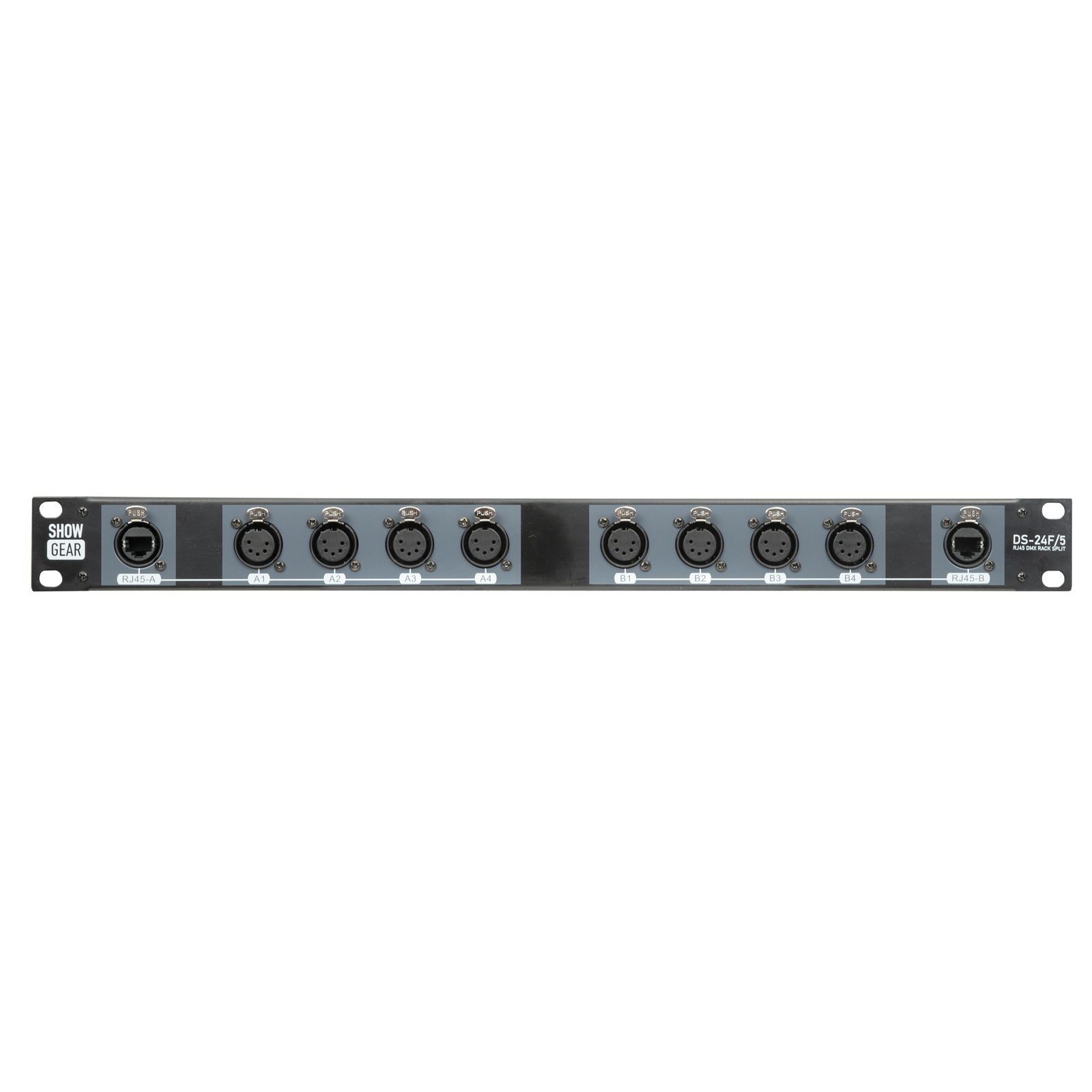 DMX Rack Split 8x 5-pin XLR to 2x RJ45 1U 19" - Showgear 96031