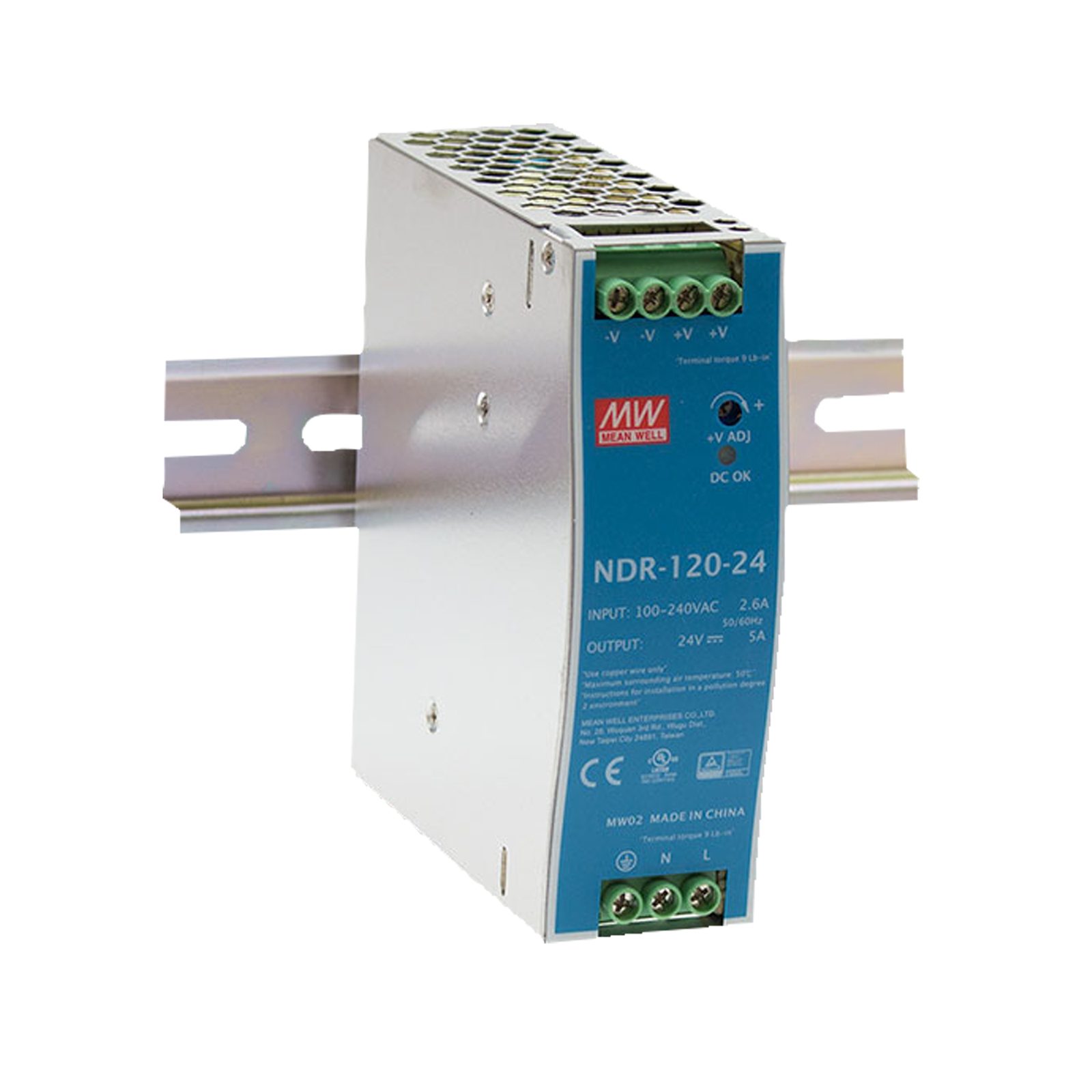 Alimentatore su guida DIN 120W 24V DC - Meanwell A9900561