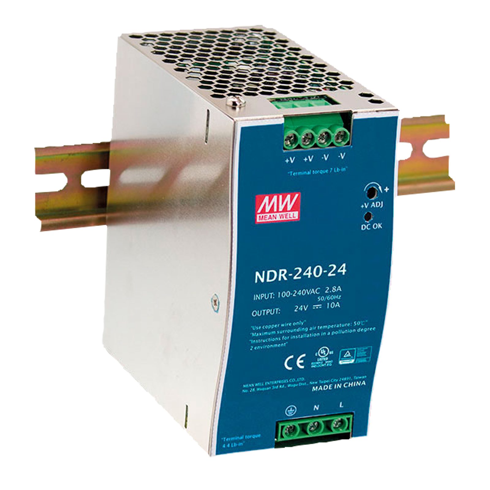 Alimentatore su guida DIN 240W 24V DC - Meanwell A9900562