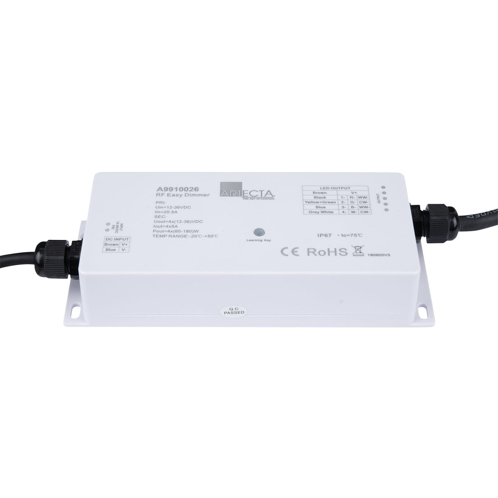 Ricevitore RF Play-XV Waterproof 4 canali 12-36V DC 20A IP67 - Artecta A9910026