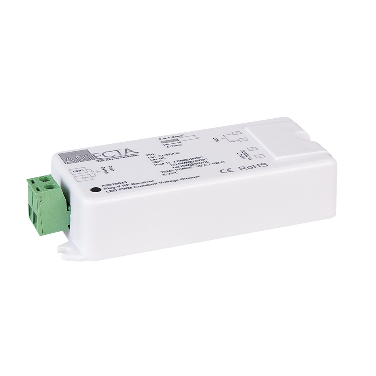 Ricevitore RF LED 1 canale Push-dim 8A IP20 Bianco - Artecta A9910035