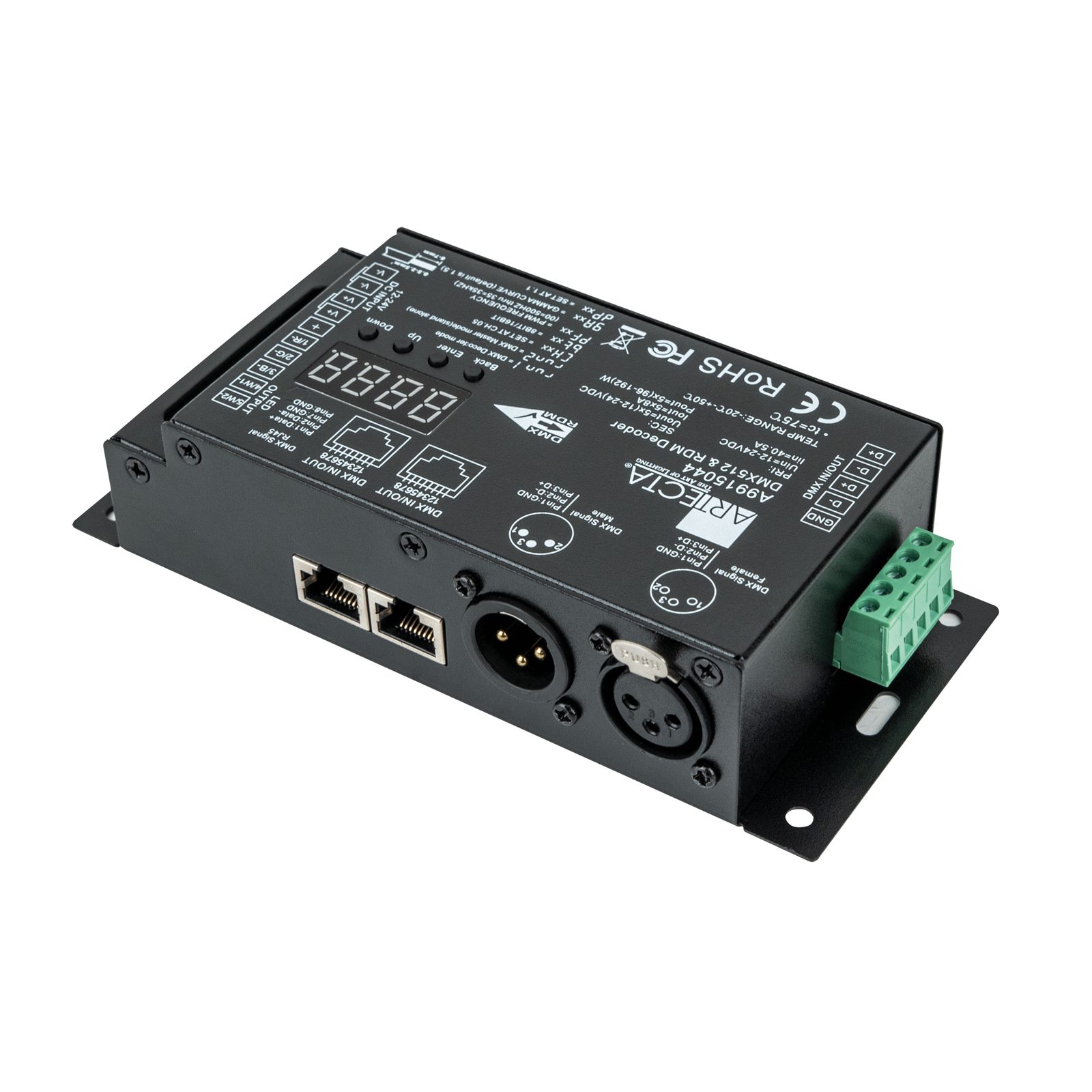 Controller DMX LED 5 canali RDM 8A 12-24V PWM - Artecta A9915044