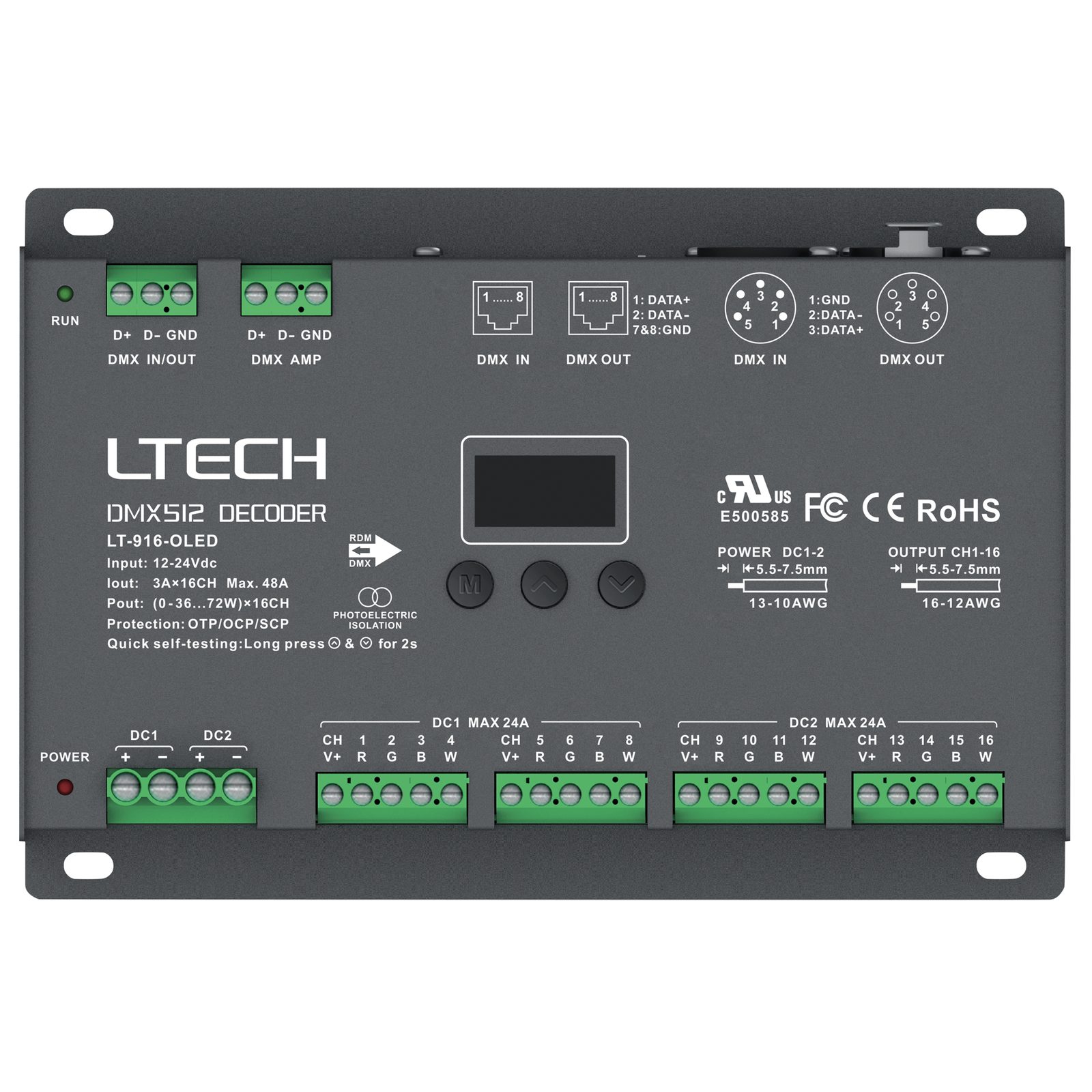 Driver LED DMX/RDM 16 canali 3A - LTECH A9915302