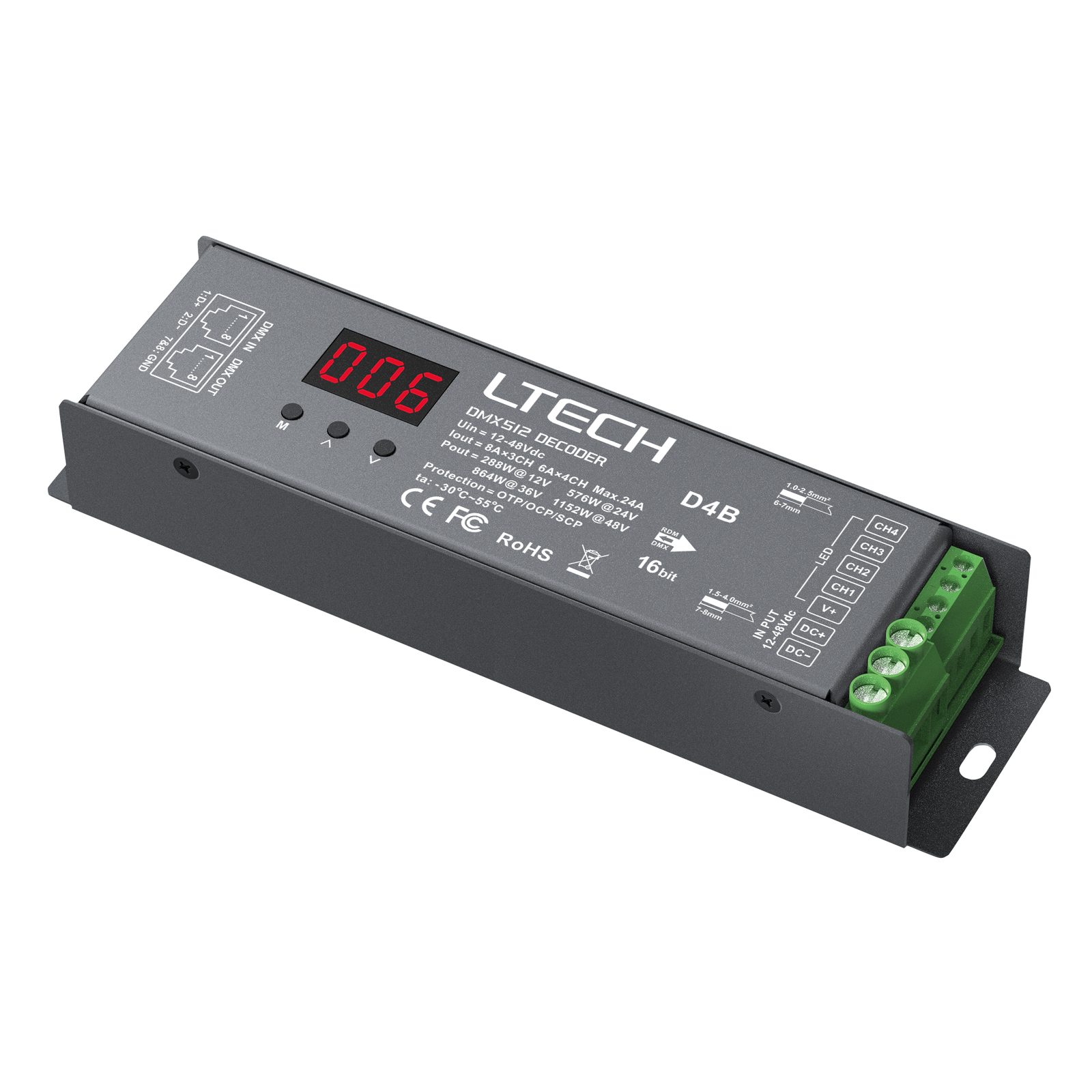 Driver LED DMX/RDM 4 canali 8A - LTECH A9915304