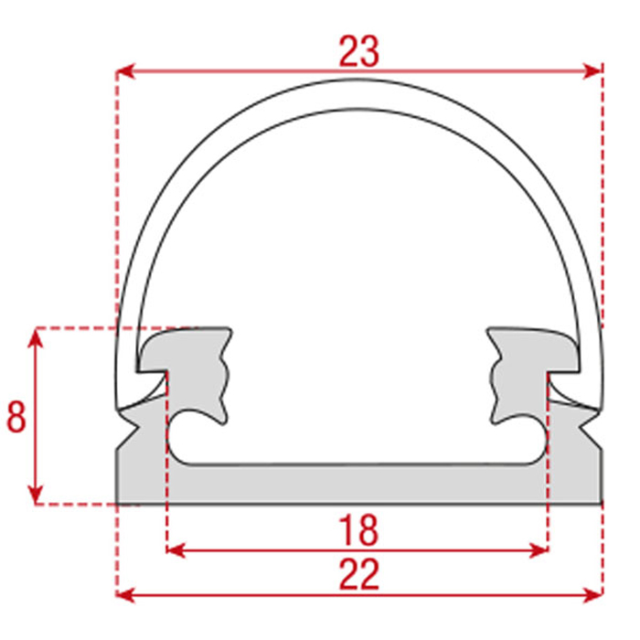 Profilo LED alluminio Profile 22 Surface 2m 8x22mm - Artecta A9930020