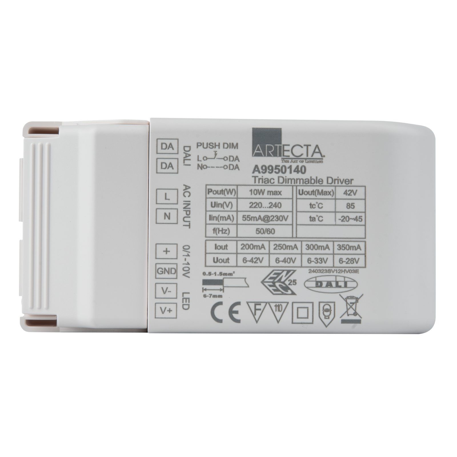 Driver LED universale 10 W dimmerabile DALI/Push/Triac/0-10V - Artecta A9950140