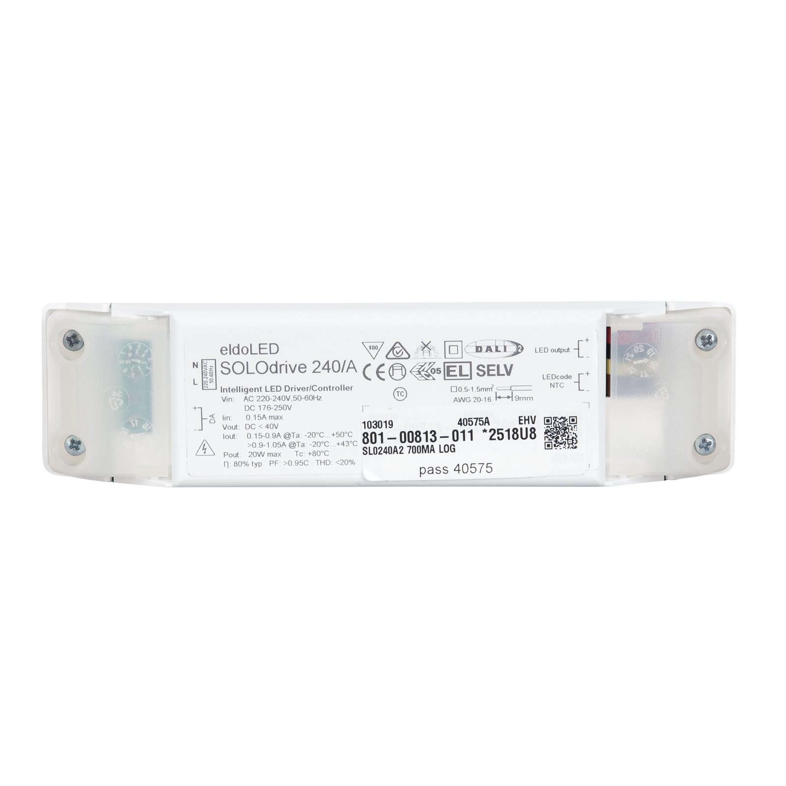 Driver LED SOLOdrive 20W DALI Push-dim con ritegno cavo - ELDOLED A9950250