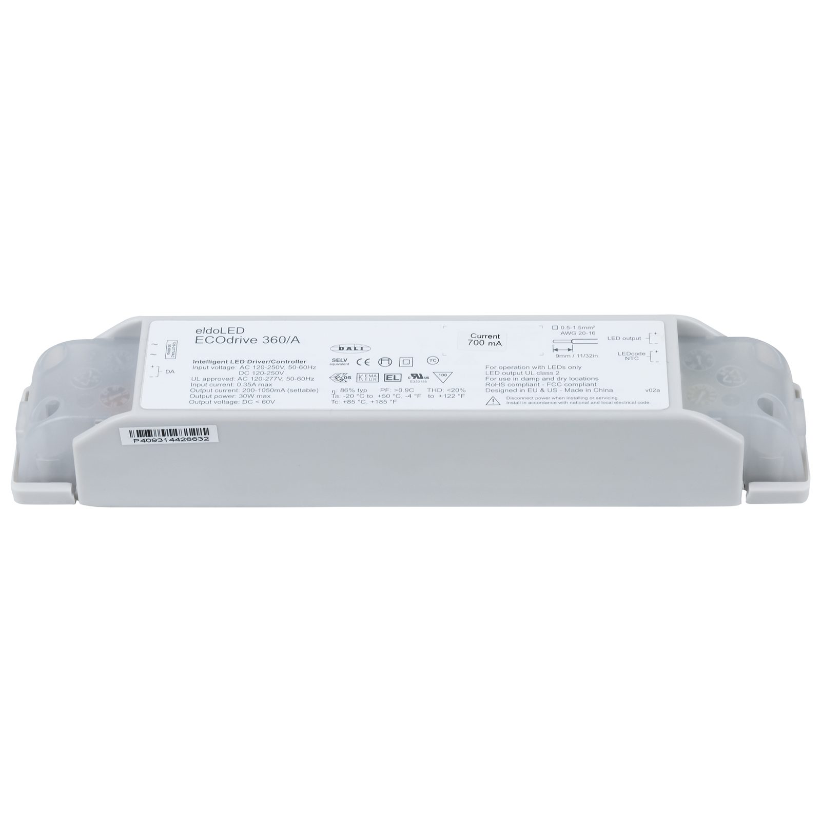 Driver LED ECOdrive AC 30W DALI-2 0-10V Pulse Dimming - ELDOLED A9950371