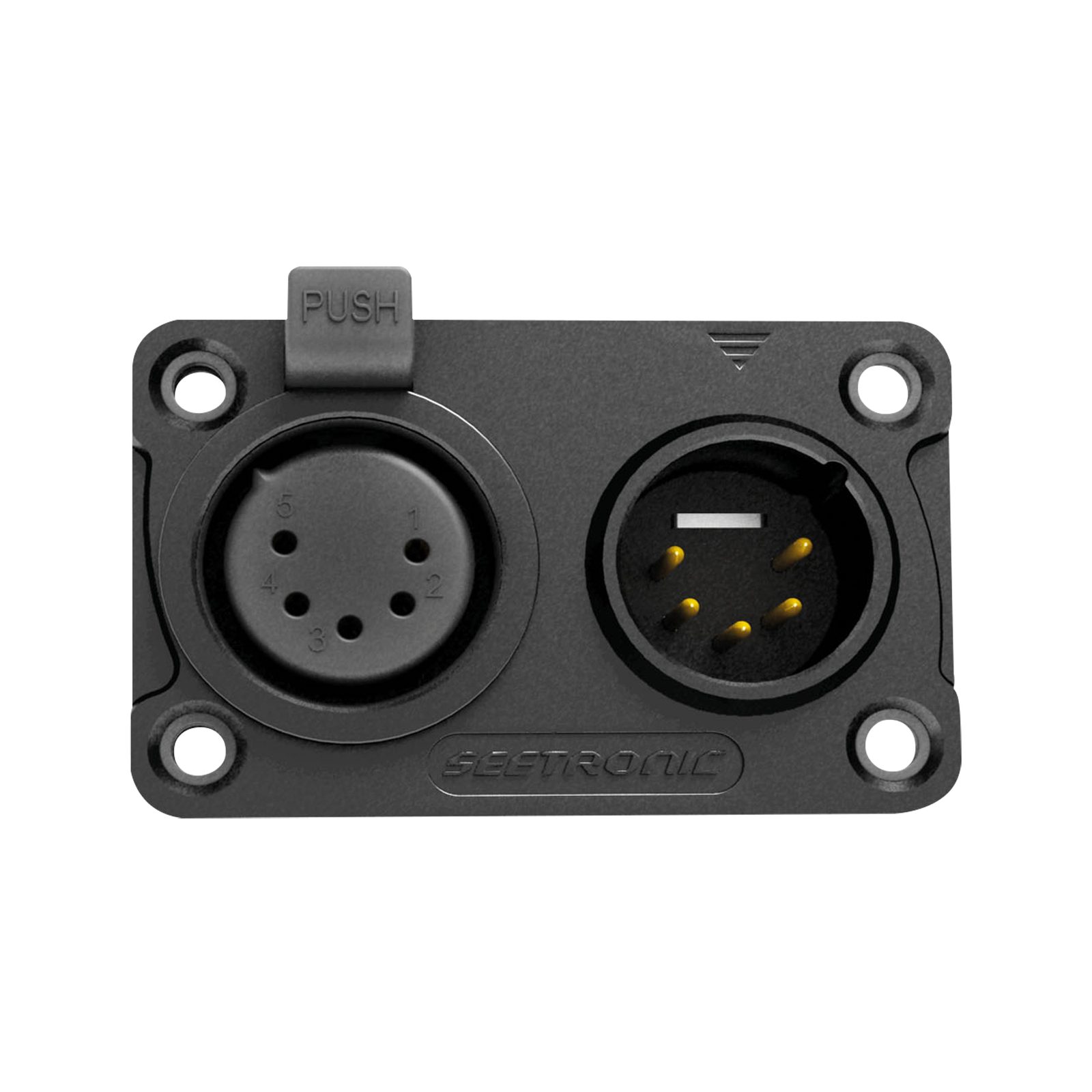 Connettore XLR 5P In/Out Combination Chassis IP65 contatti oro - SEETRONIC C5F2CWB