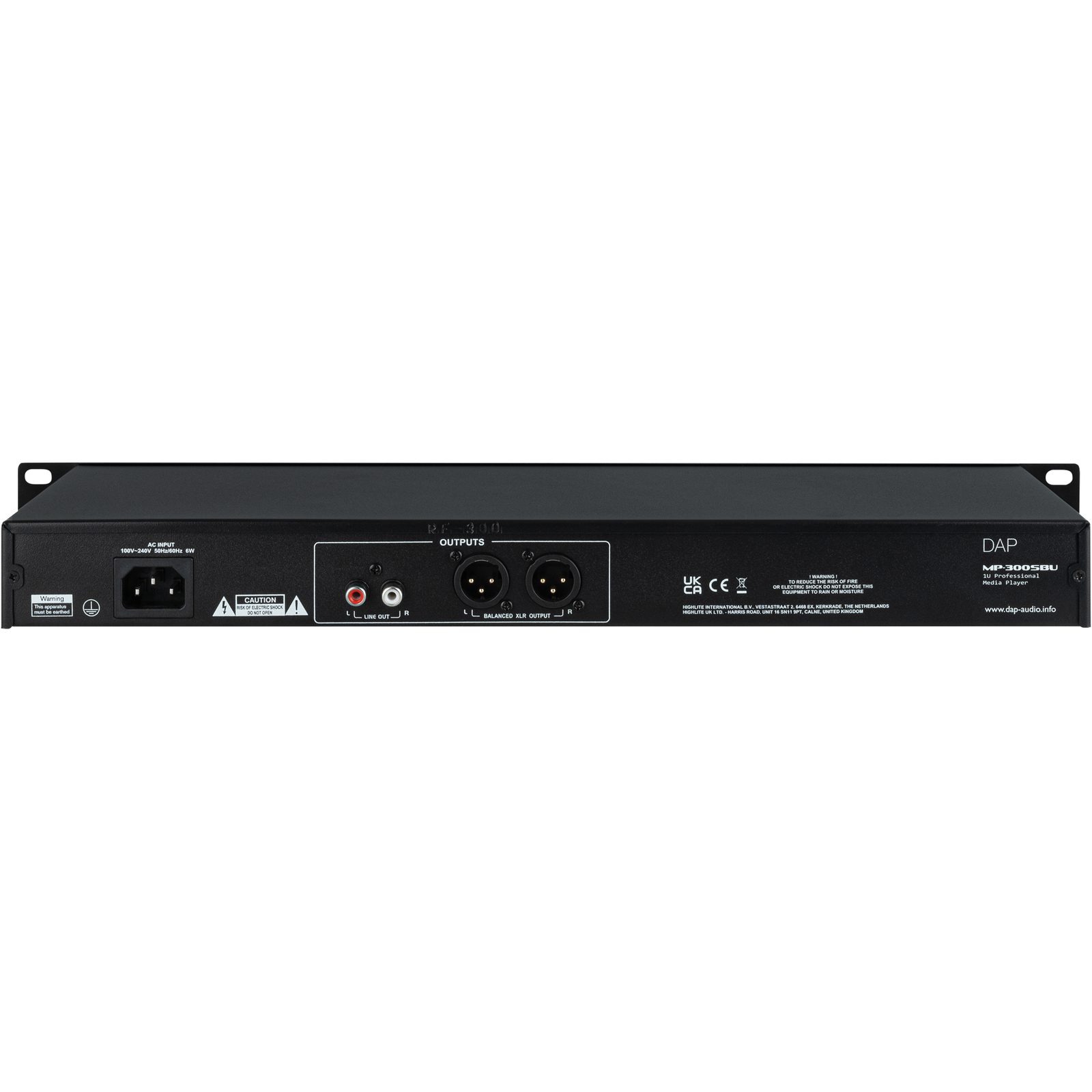 Lettore multimediale rack 19" 1U USB/SD/BT 5.3 - DAP D1243
