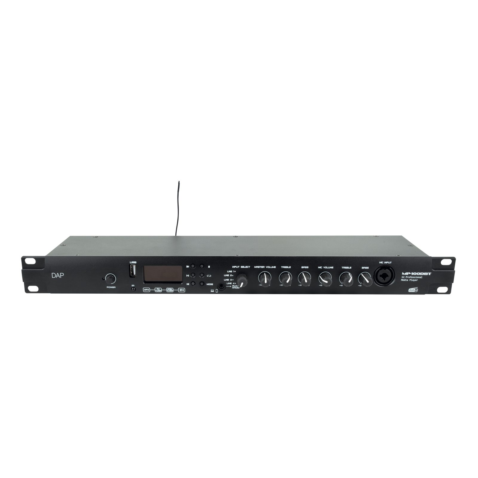 Lettore multimediale rack 19" 1U DAB+/FM/USB/BT4.2 con microfono - DAP D1246