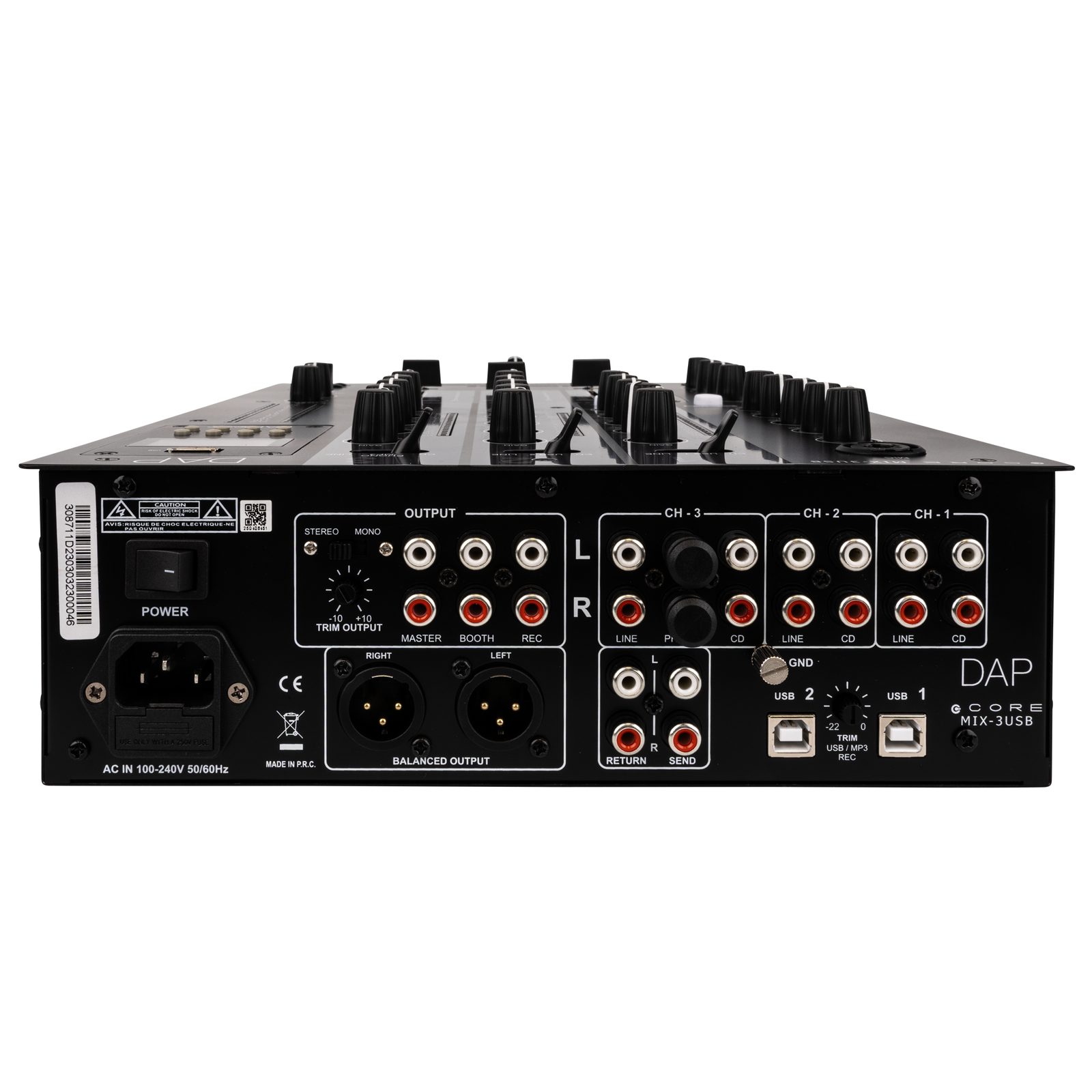 Mixer DJ analogico 3 canali con interfaccia USB, send FX e registratore MP3 - DAP D2303