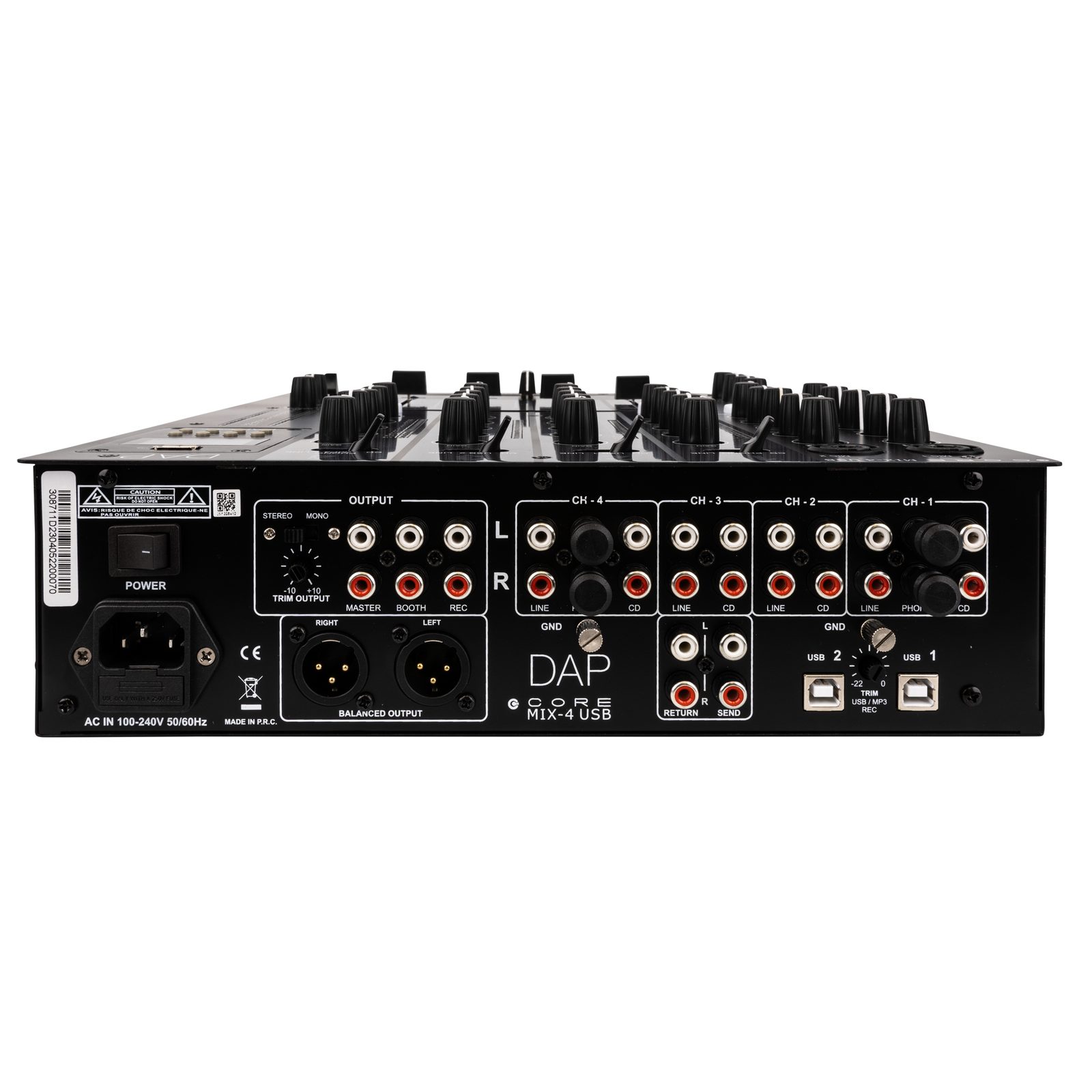 Mixer DJ club analogico 4 canali con 12 ingressi, USB e registratore MP3 - DAP D2304