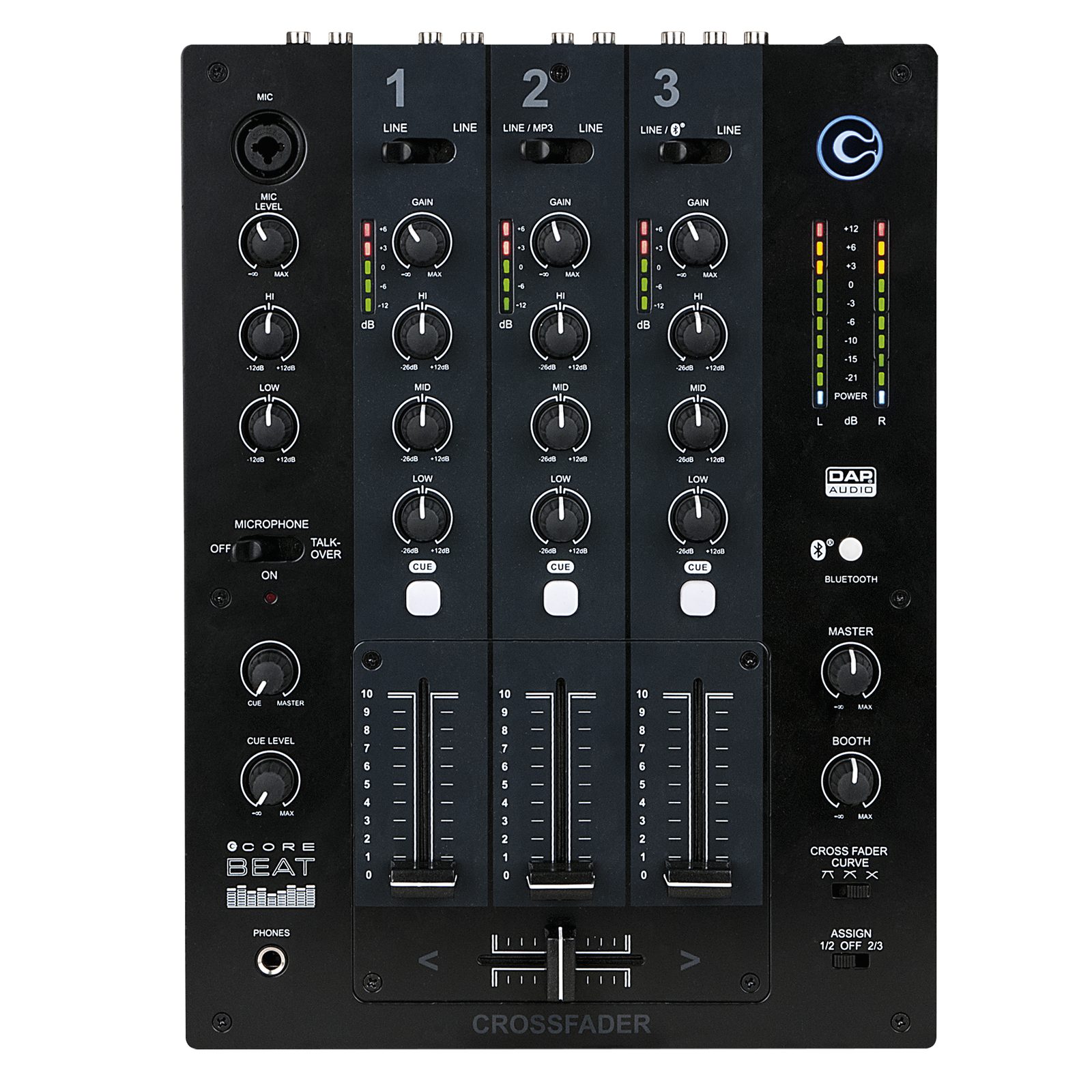 Mixer DJ 3 canali con Bluetooth, 6 ingressi e funzione discussione - DAP D2313