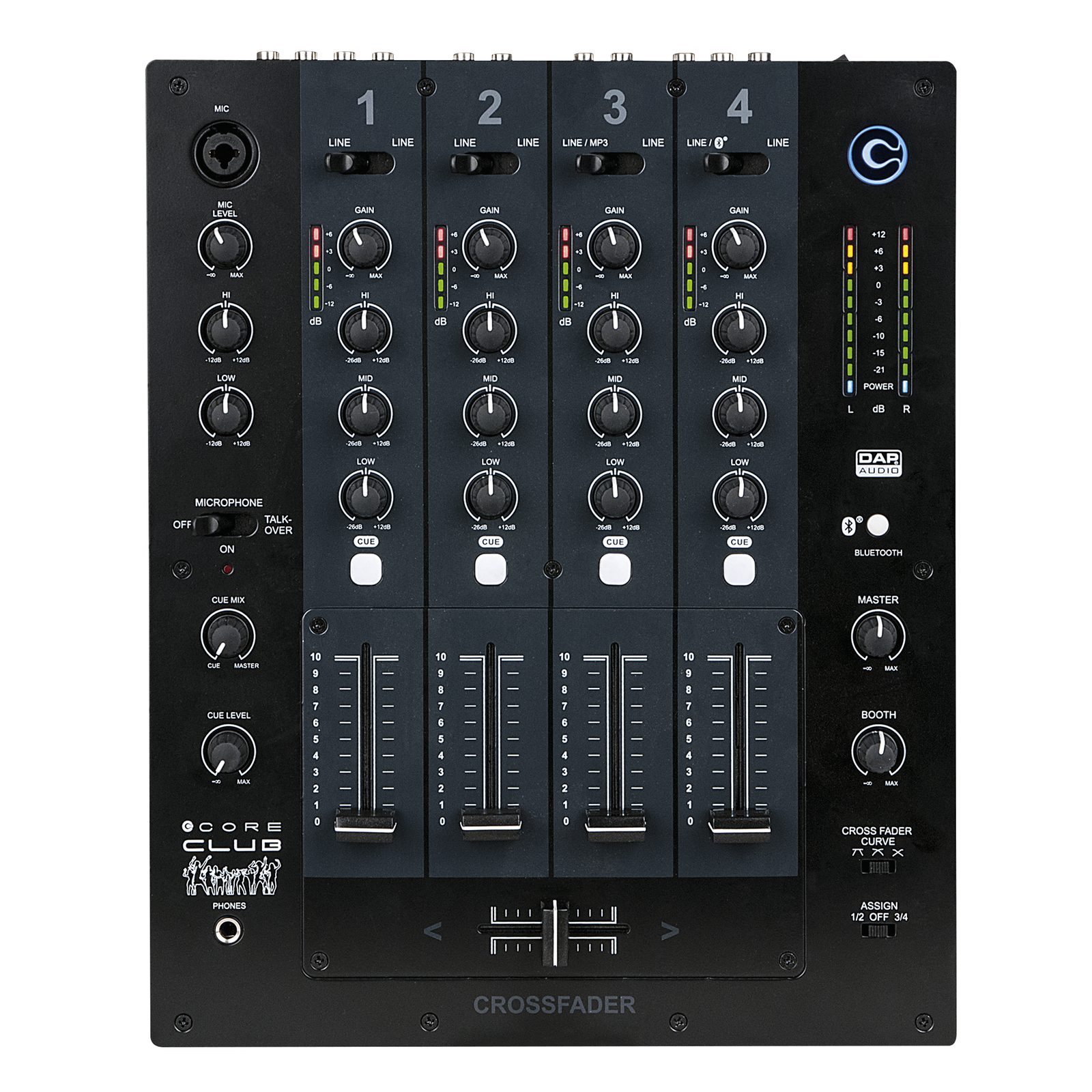 Mixer DJ analogico 4 canali con BT, 8 ingressi e 3 curve crossfader - DAP D2314