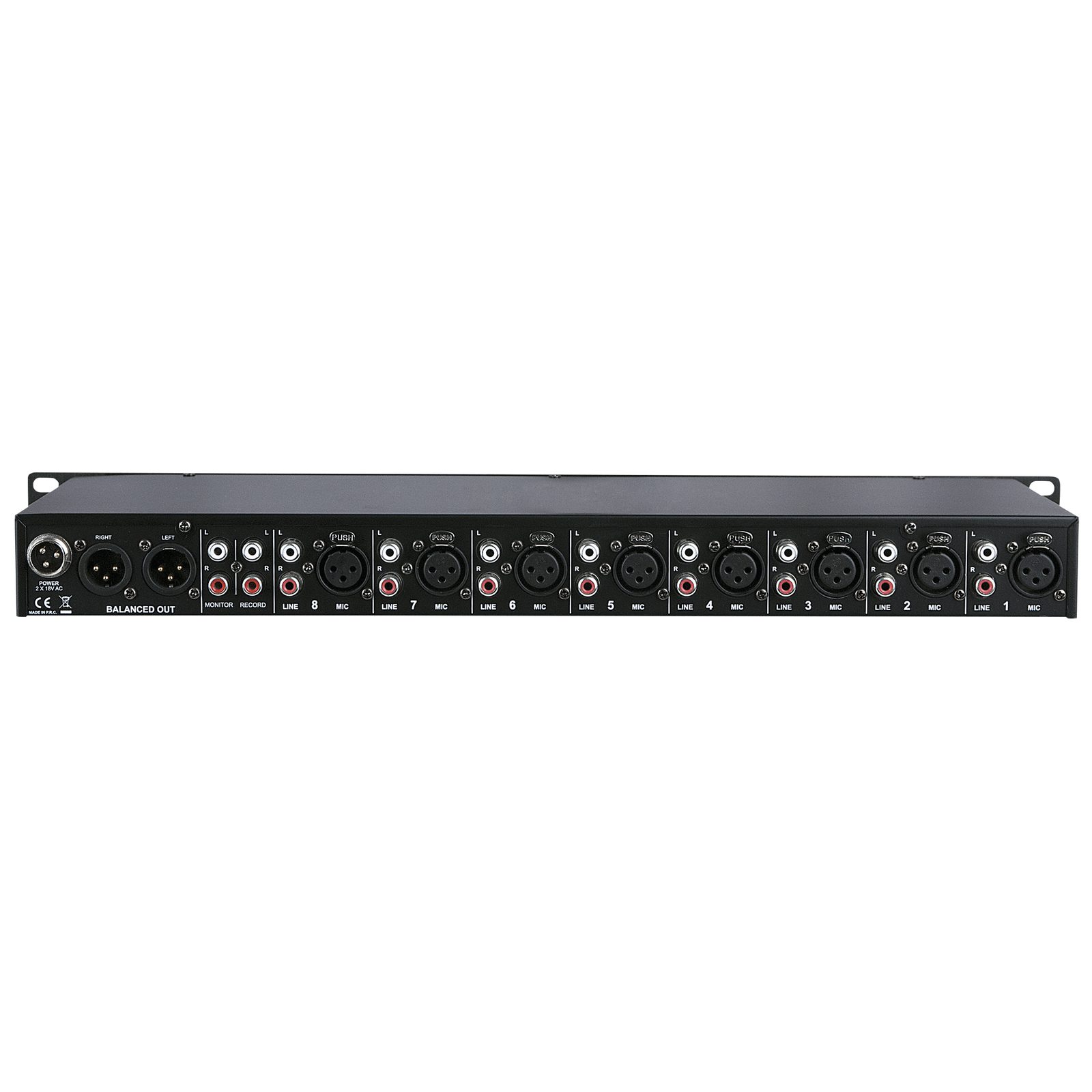 Mixer Compact 8.1 8 canali linea/microfono 1U 19" - DAP D2321