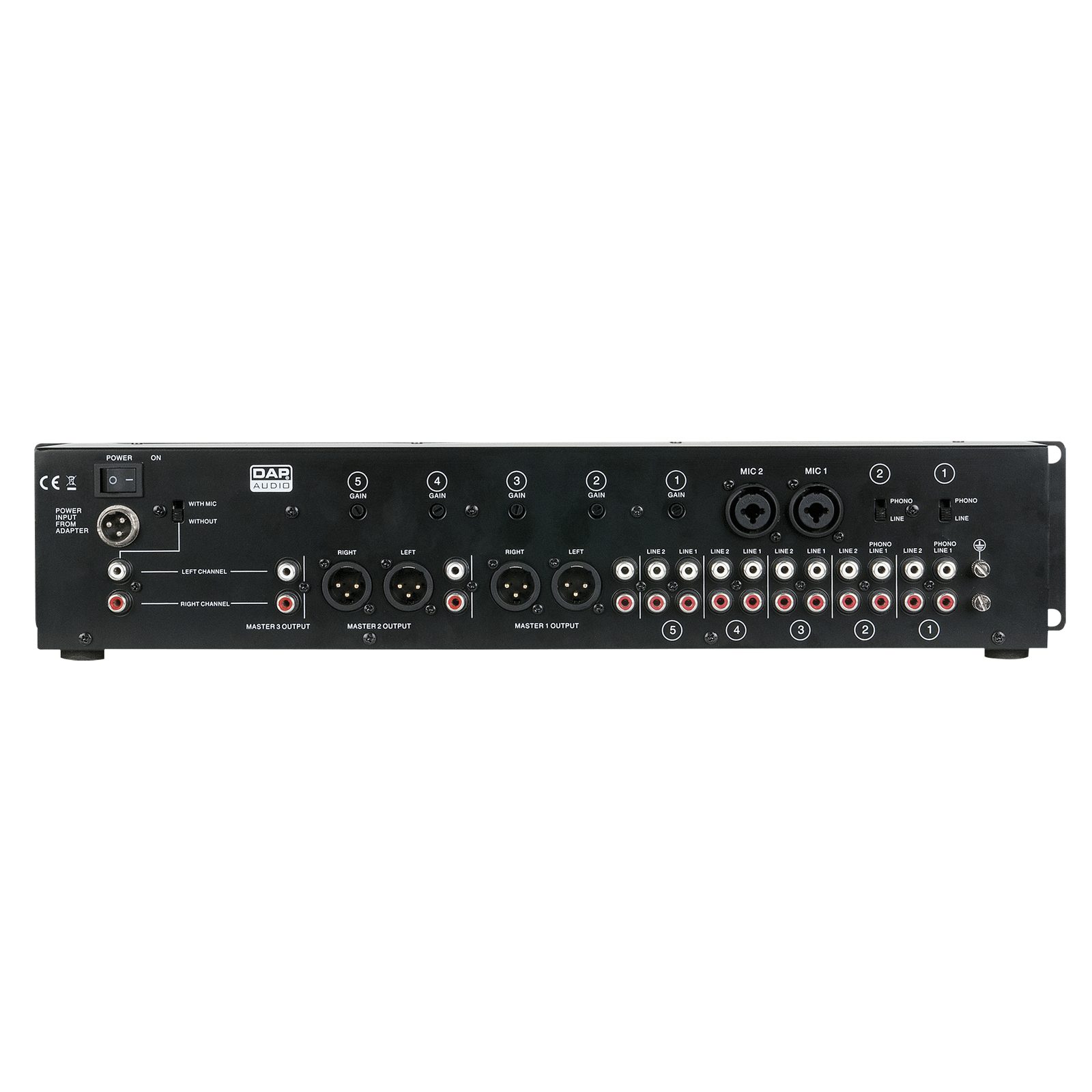 Mixer da installazione IMIX-7.1 7 canali 3 uscite master 19" 2U - DAP D2350
