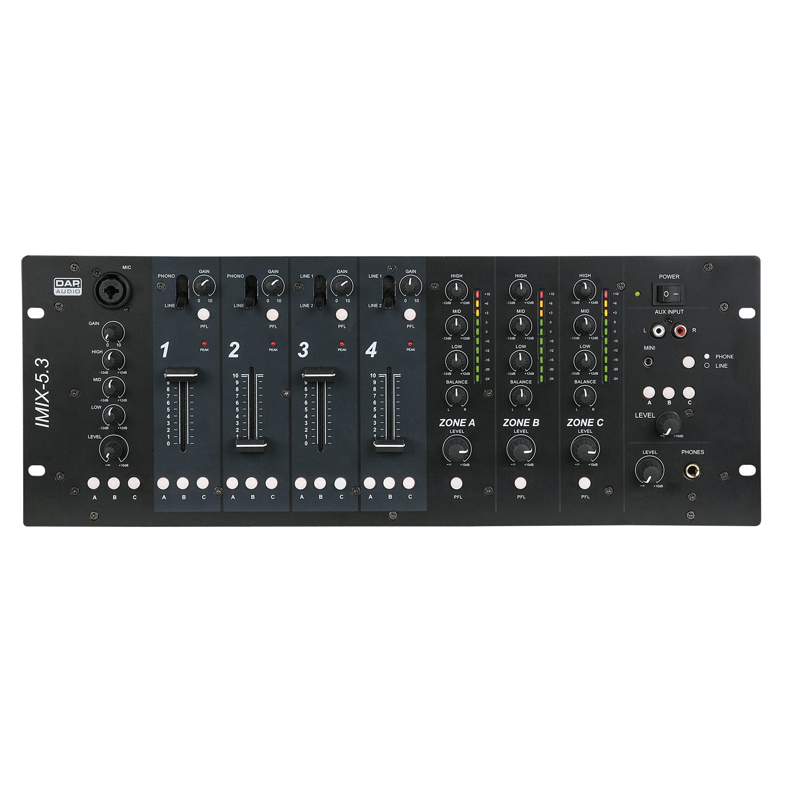 Mixer base IMIX-5.3 a 3 zone - DAP D2352