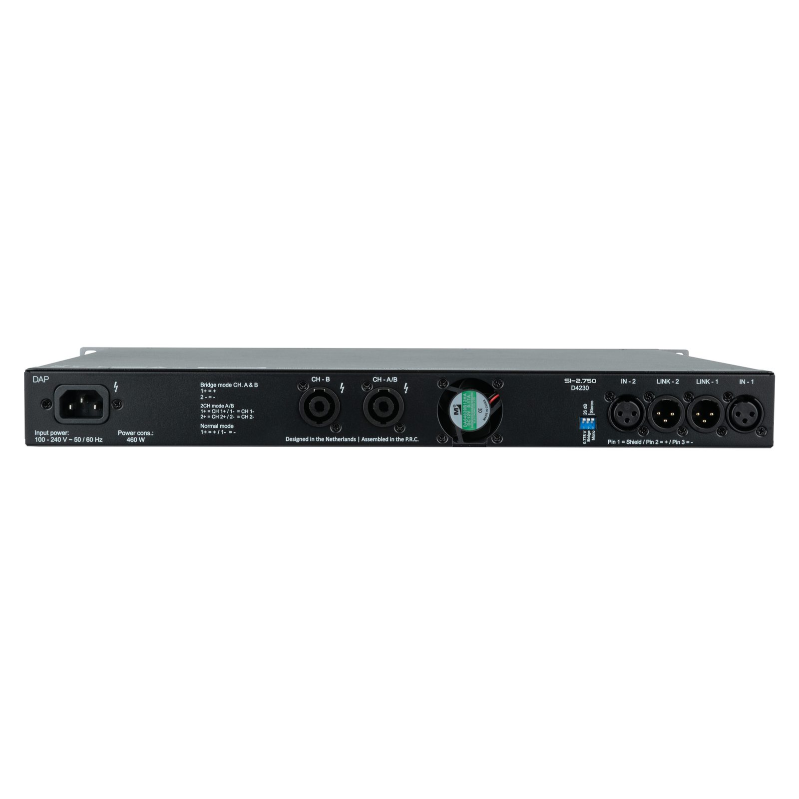 Amplificatore Classe D 2 canali 750W 1U installazione fissa - DAP D4230