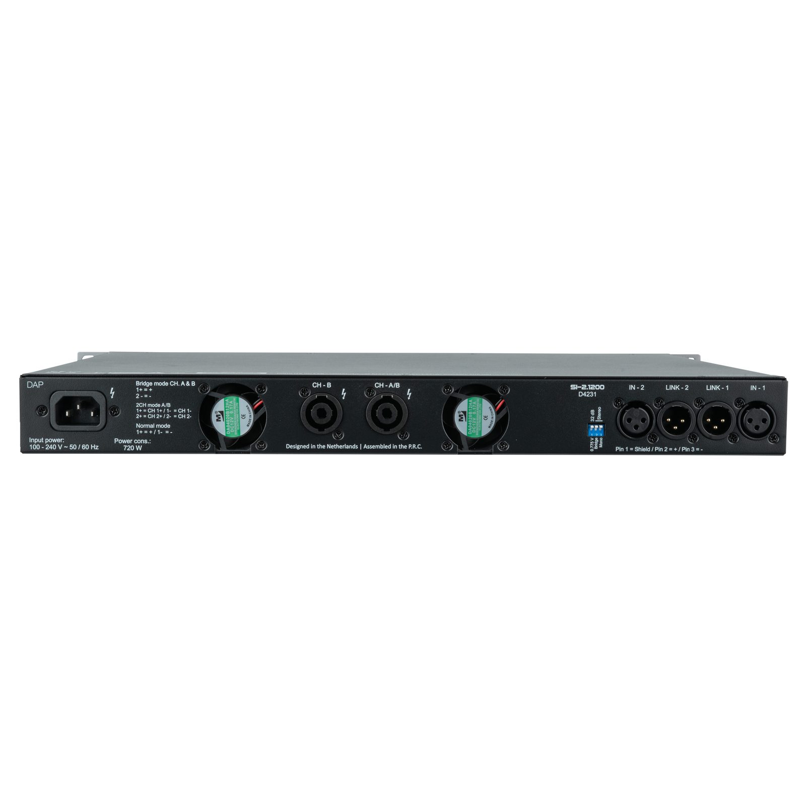 Amplificatore Classe D 2 canali 1200W 1U installazione fissa - DAP D4231