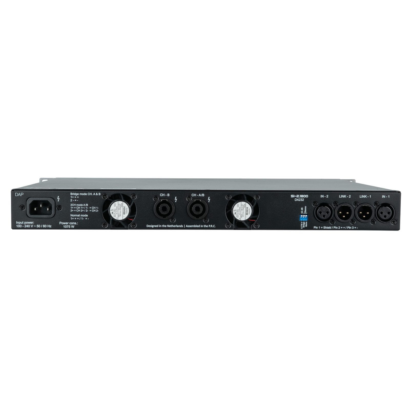Amplificatore Classe D 2 canali 1800W 1U installazione fissa - DAP D4232
