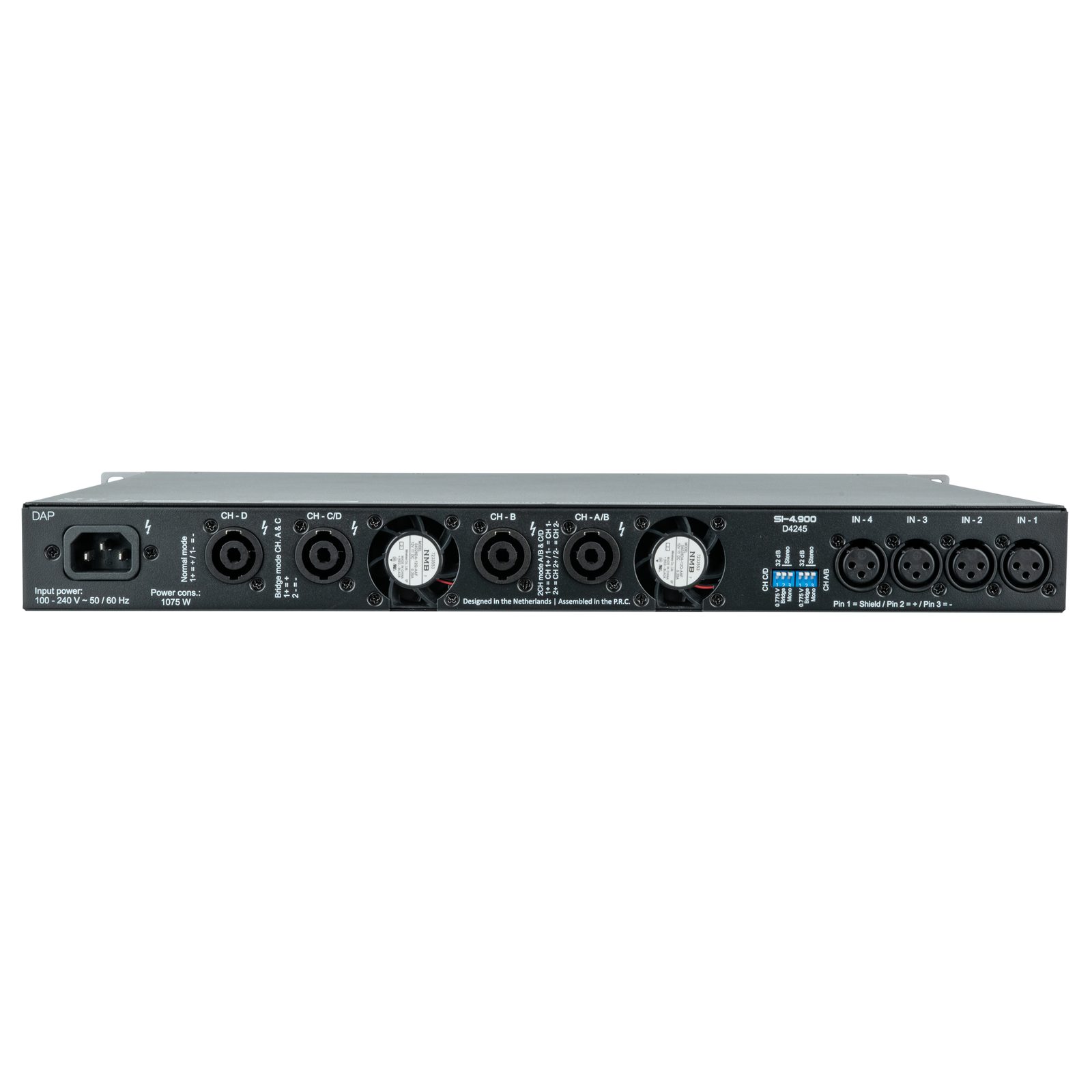 Amplificatore Classe D 4 canali 900W 1U installazione fissa - DAP D4245