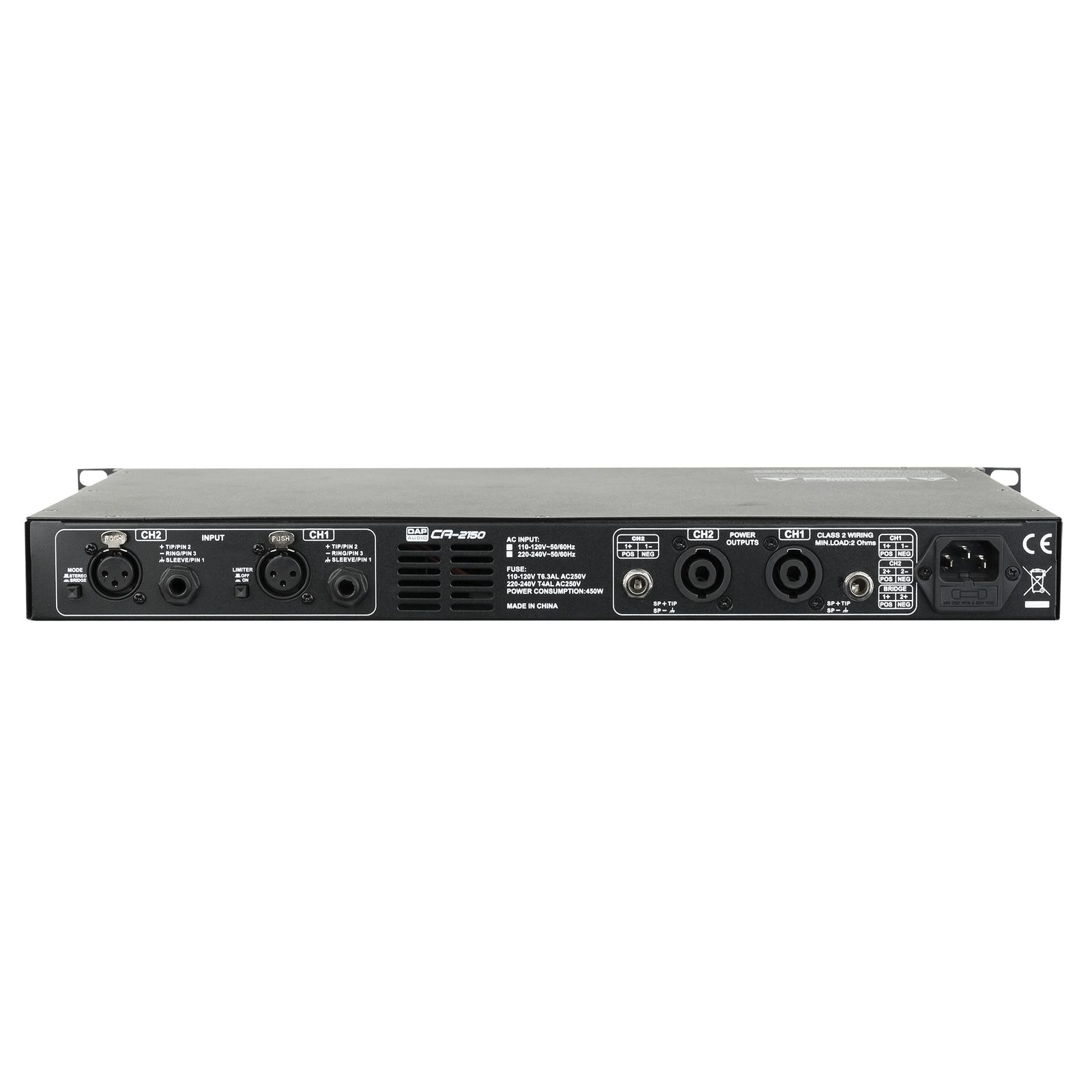 Amplificatore di potenza CA-2150 2x150W (4 Ohm) classe D 1U 19" - DAP D4510