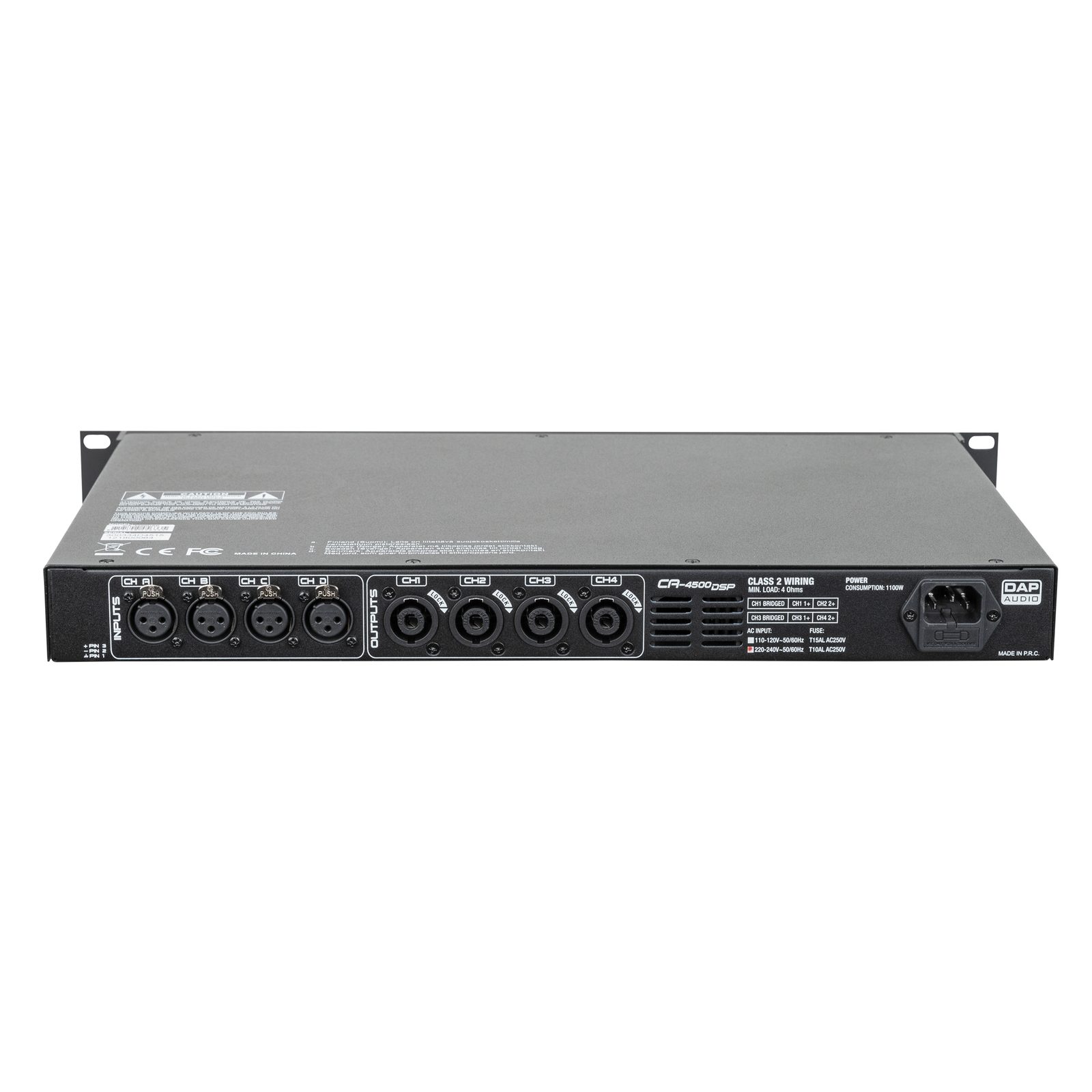Amplificatore digitale 4 canali 500W DSP 70/100V - DAP D4515