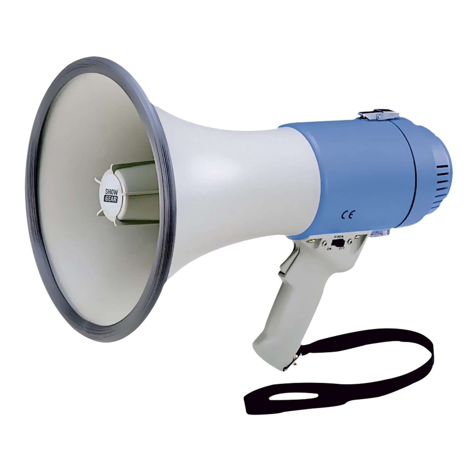 Megafono portatile 25 W con sirena e fischio MF25F blu/bianco - Showgear D6422