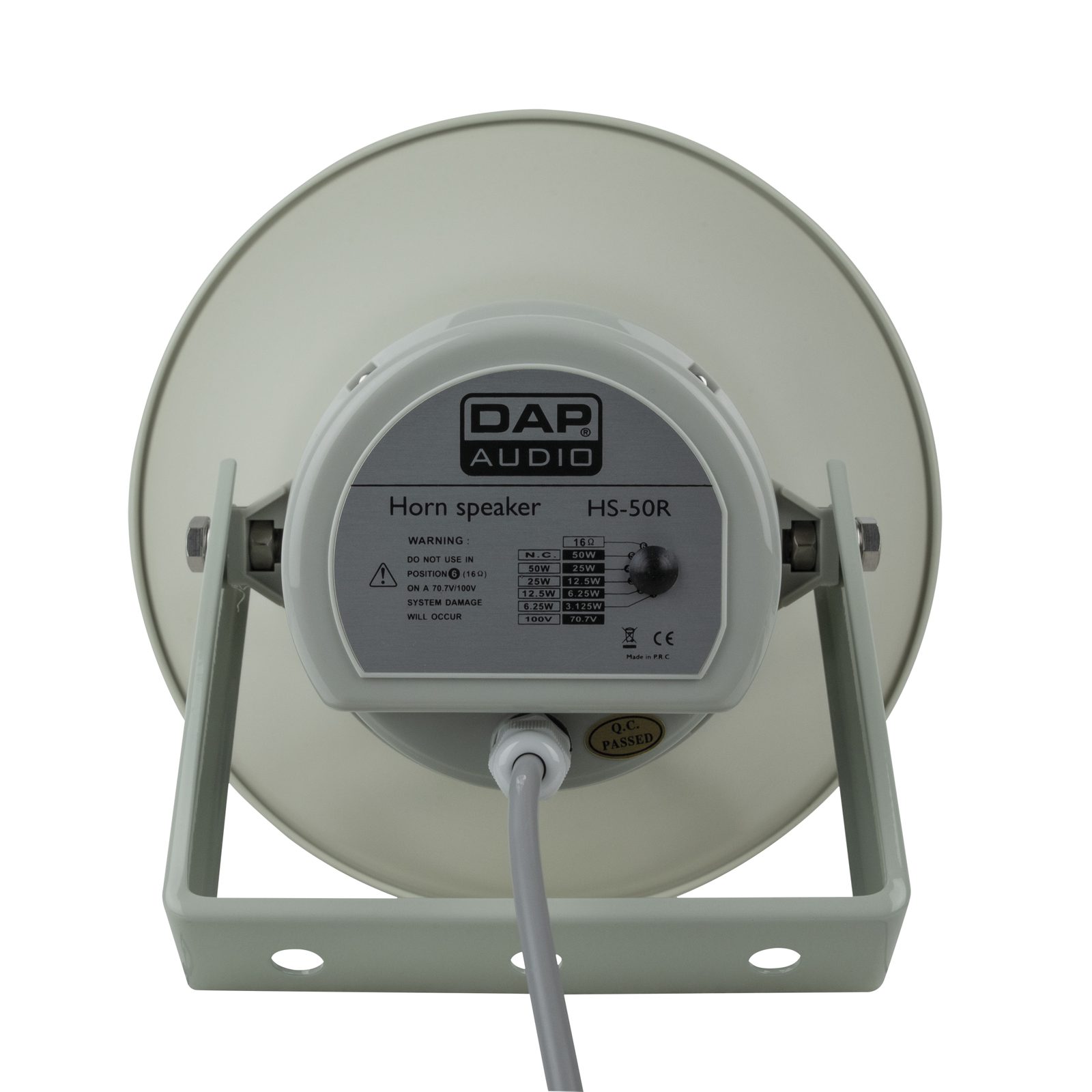 Altoparlante a tromba rotonda passivo 50W 70/100V IP66 grigio chiaro - DAP D6543