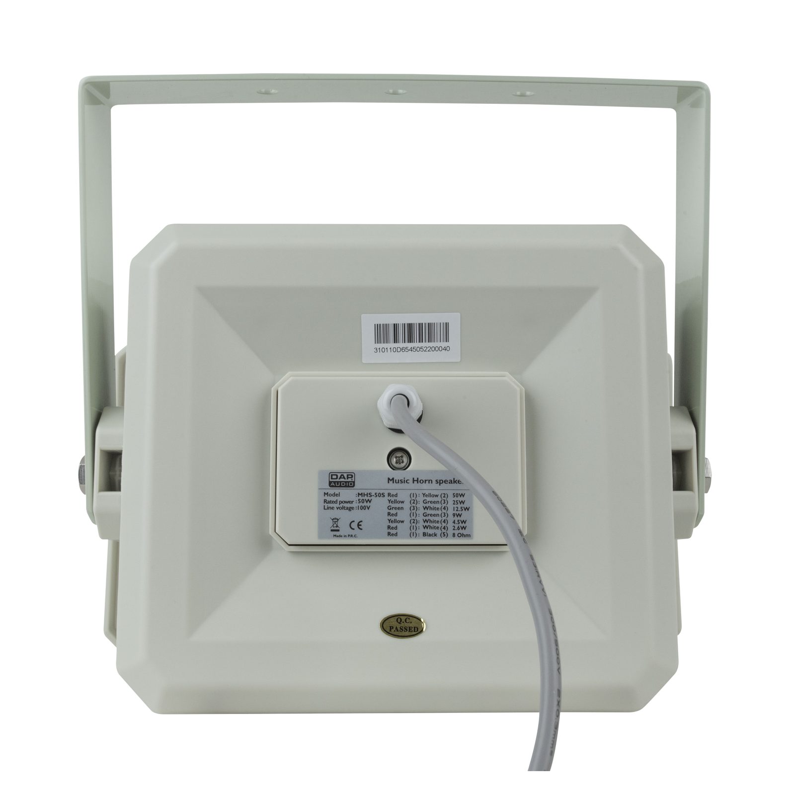 Altoparlante a tromba quadrata passivo 2-vie 50W 100V IP66 grigio chiaro - DAP D6545