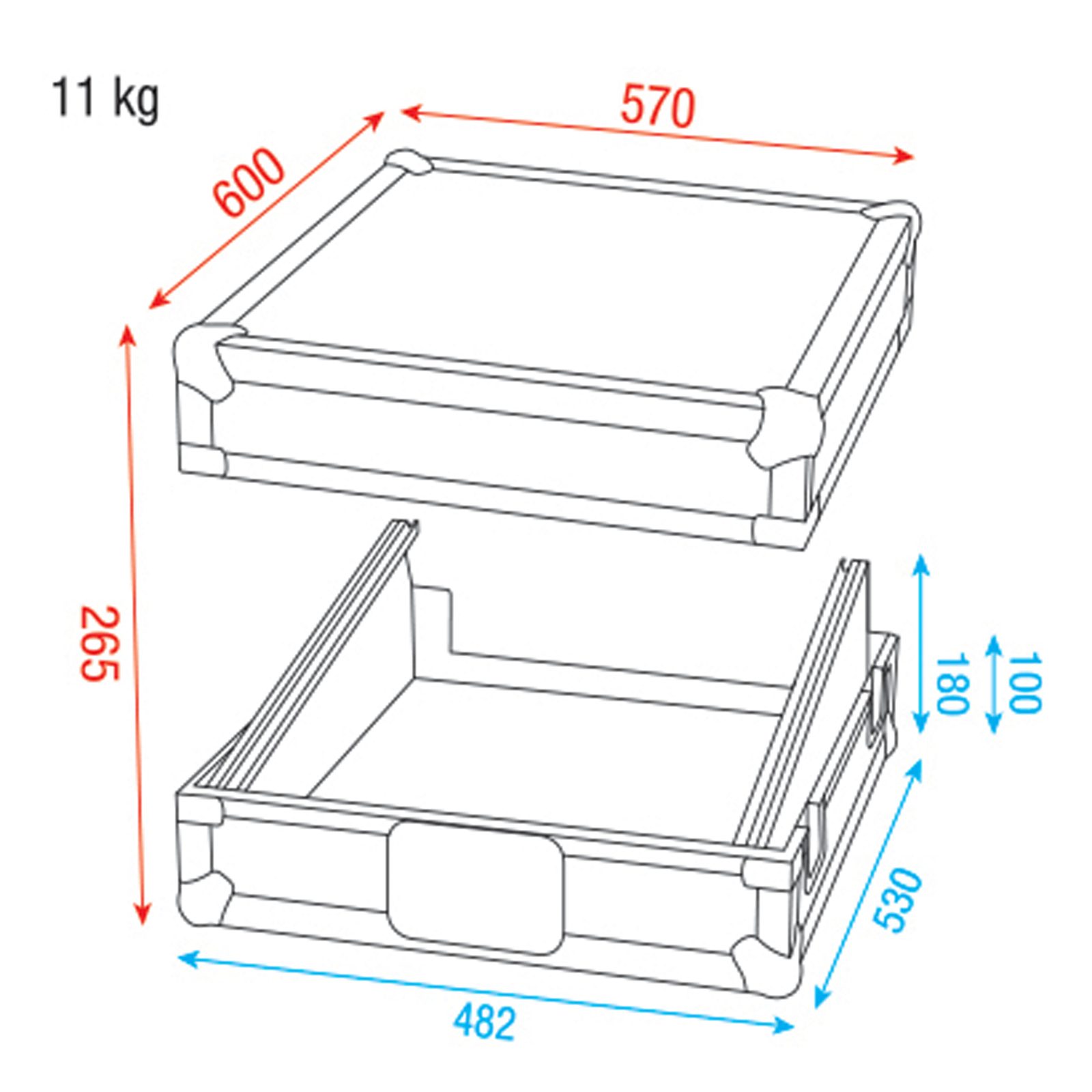 Case rack 12U 19" slanted - Showgear D7017
