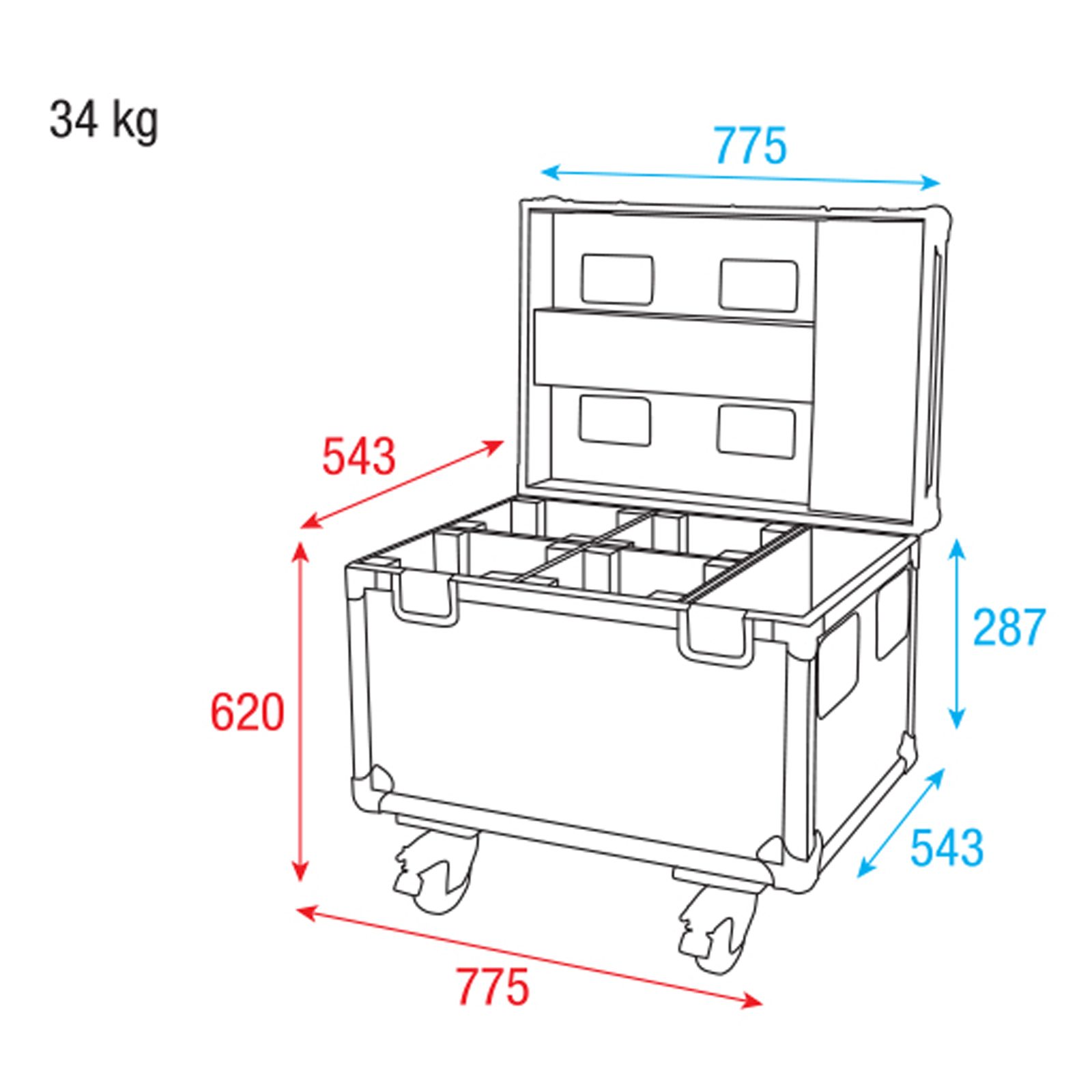 Flightcase per 4x Shark Beam FX - SHOWTEC D7050