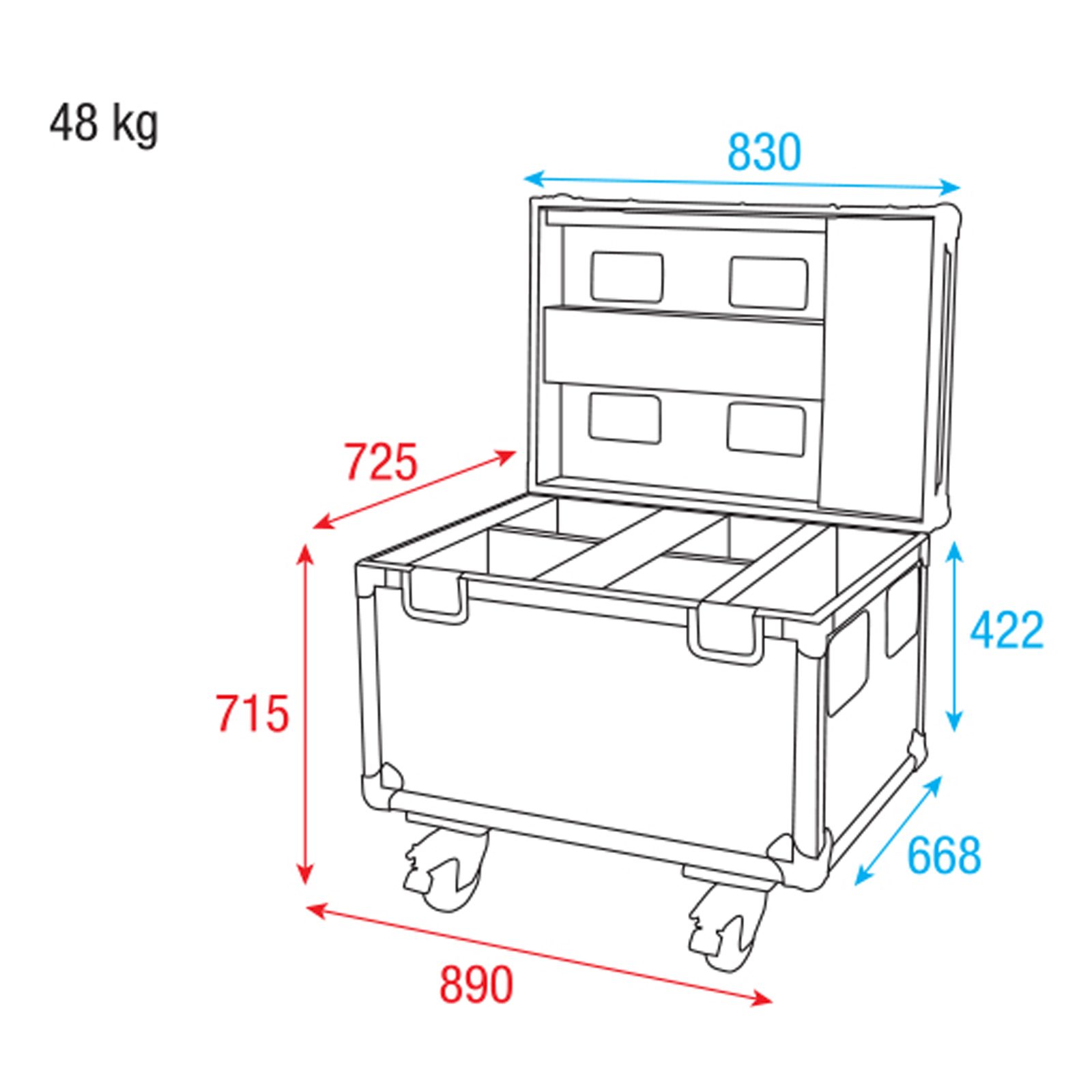 Flightcase per 4x Phantom 100/130/3R con vano accessori - SHOWTEC D7052
