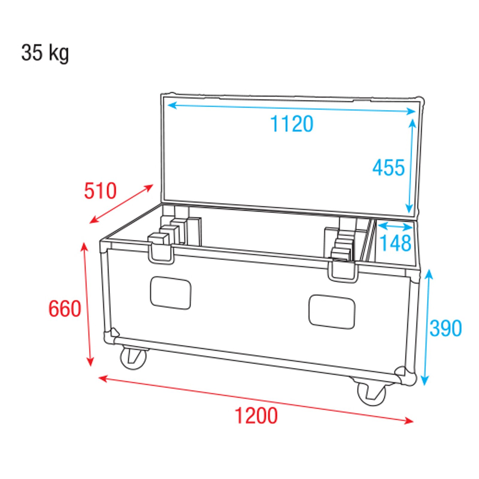 Flightcase per 8x Pulse Pixel Bar 16 con vano accessori - SHOWTEC D7053