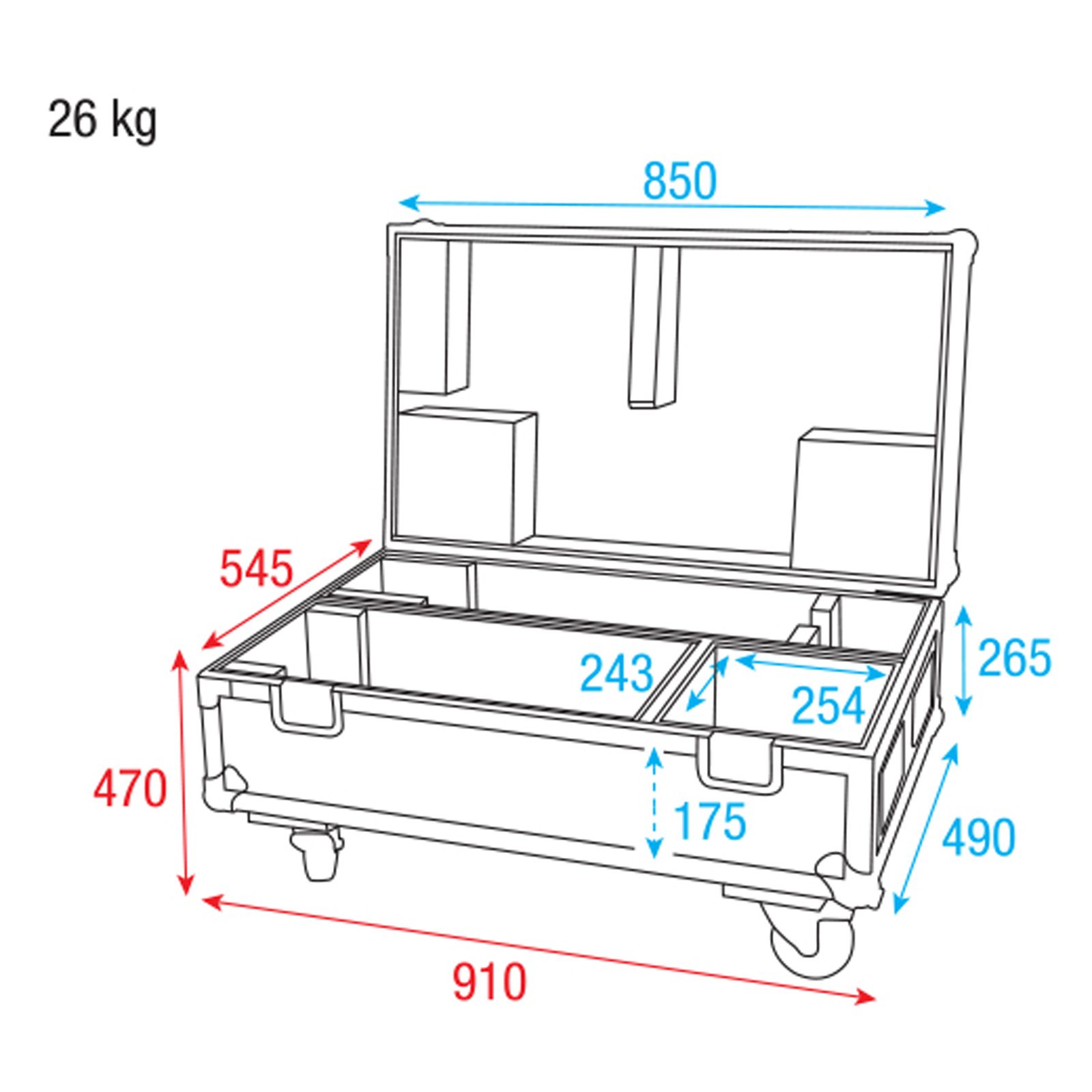 Flightcase per Followspot 120 W con vano accessori - Showtec D7059