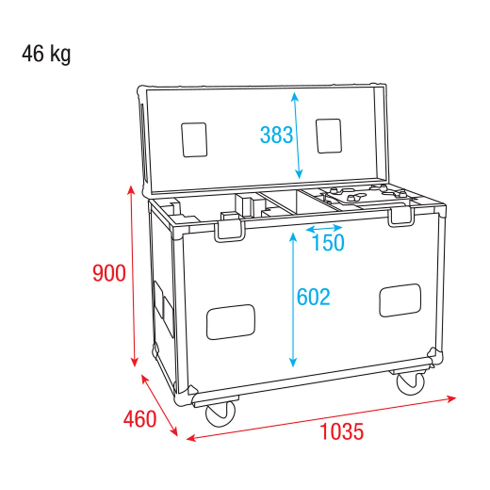 Flightcase per 2x Phantom 12R Hybrid con vano accessori - Showtec D7063