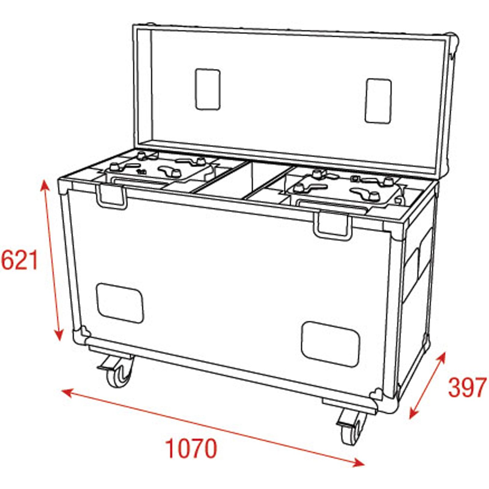 Flightcase per 2x Phantom 250 Spot con vano accessori - Showtec D7064