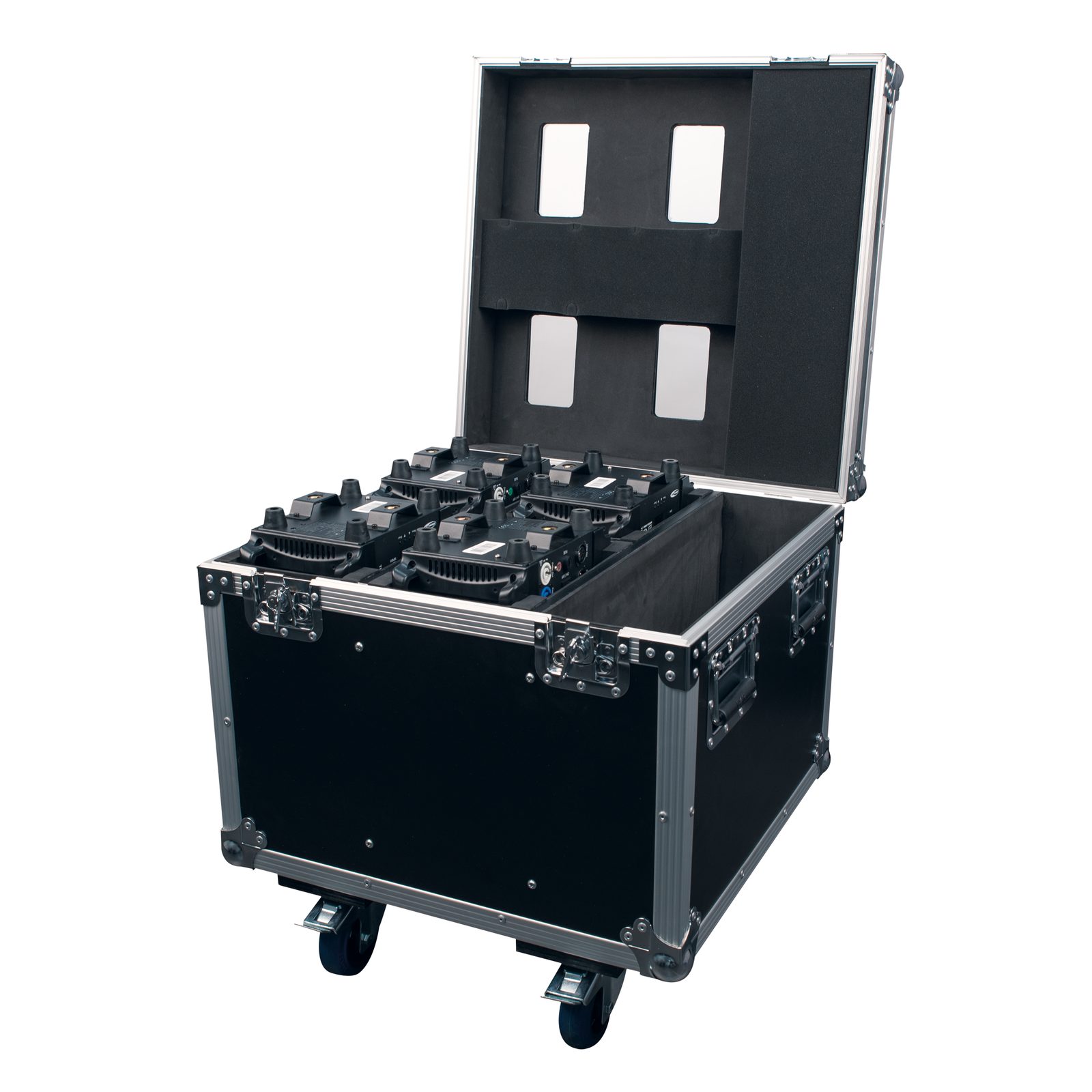 Flightcase per 4x Shark Wash Zoom Two/Spot Two/Beam con vano accessori - Showtec D7065