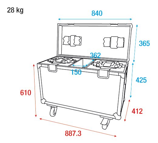 Flightcase per 2x Shark - The Meg con vano accessori - Showtec D7066