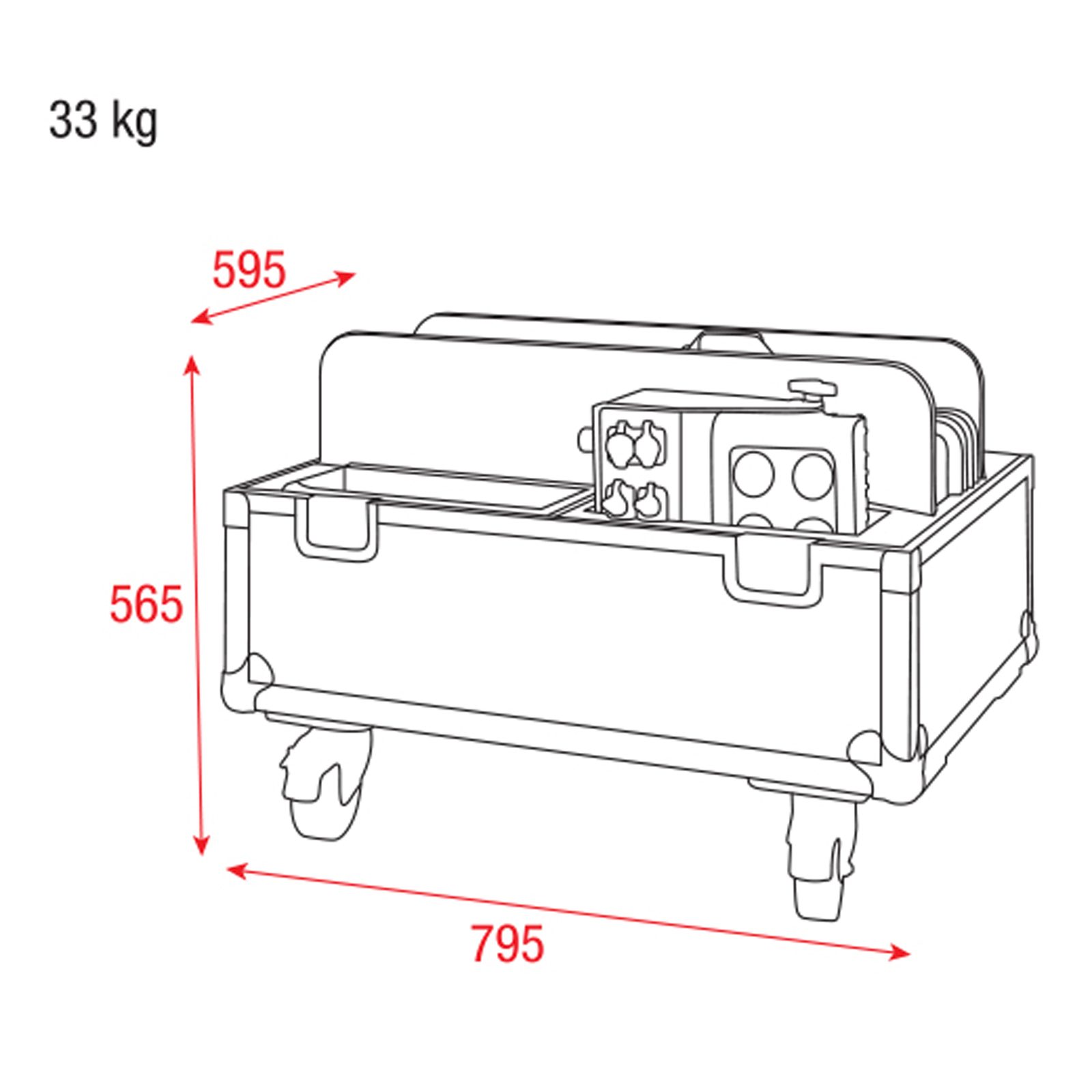 Case per 4x Helix M1000/M1100 Premium Line con vano accessori - Showtec D7229