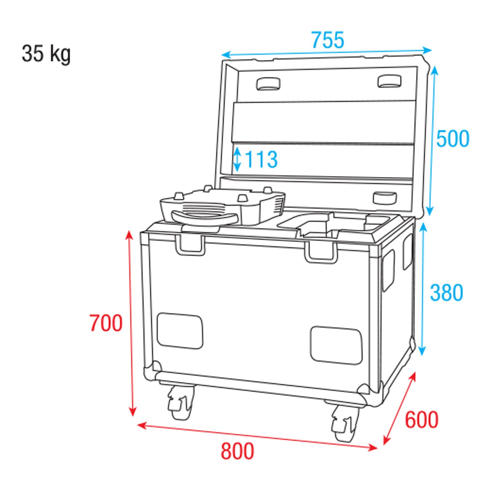 Case per 2x Phantom 3R Hybrid Premium Line con vano accessori - Showtec D7259