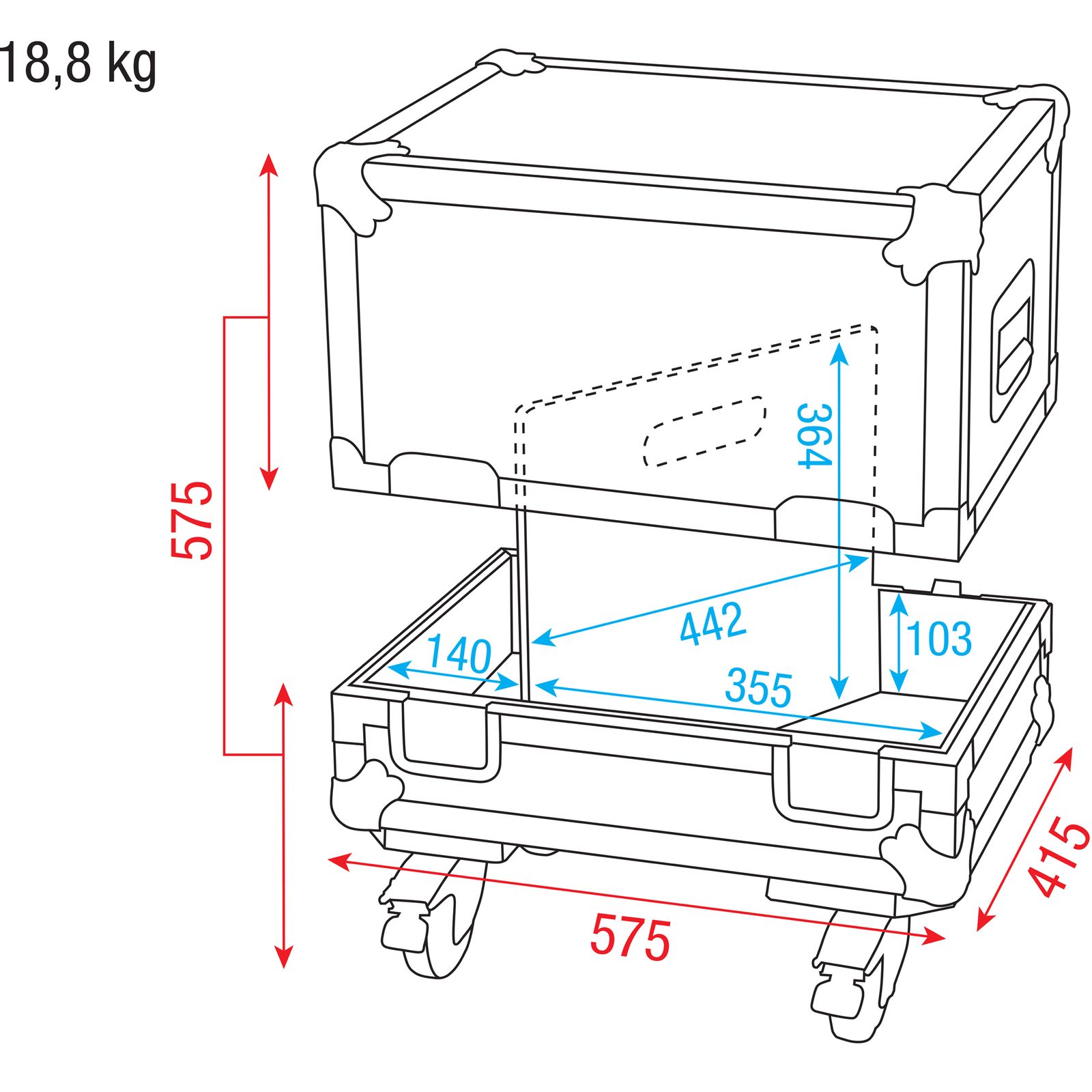 Case per 2 monitor M10 con divisorio e maniglia - DAP D7318