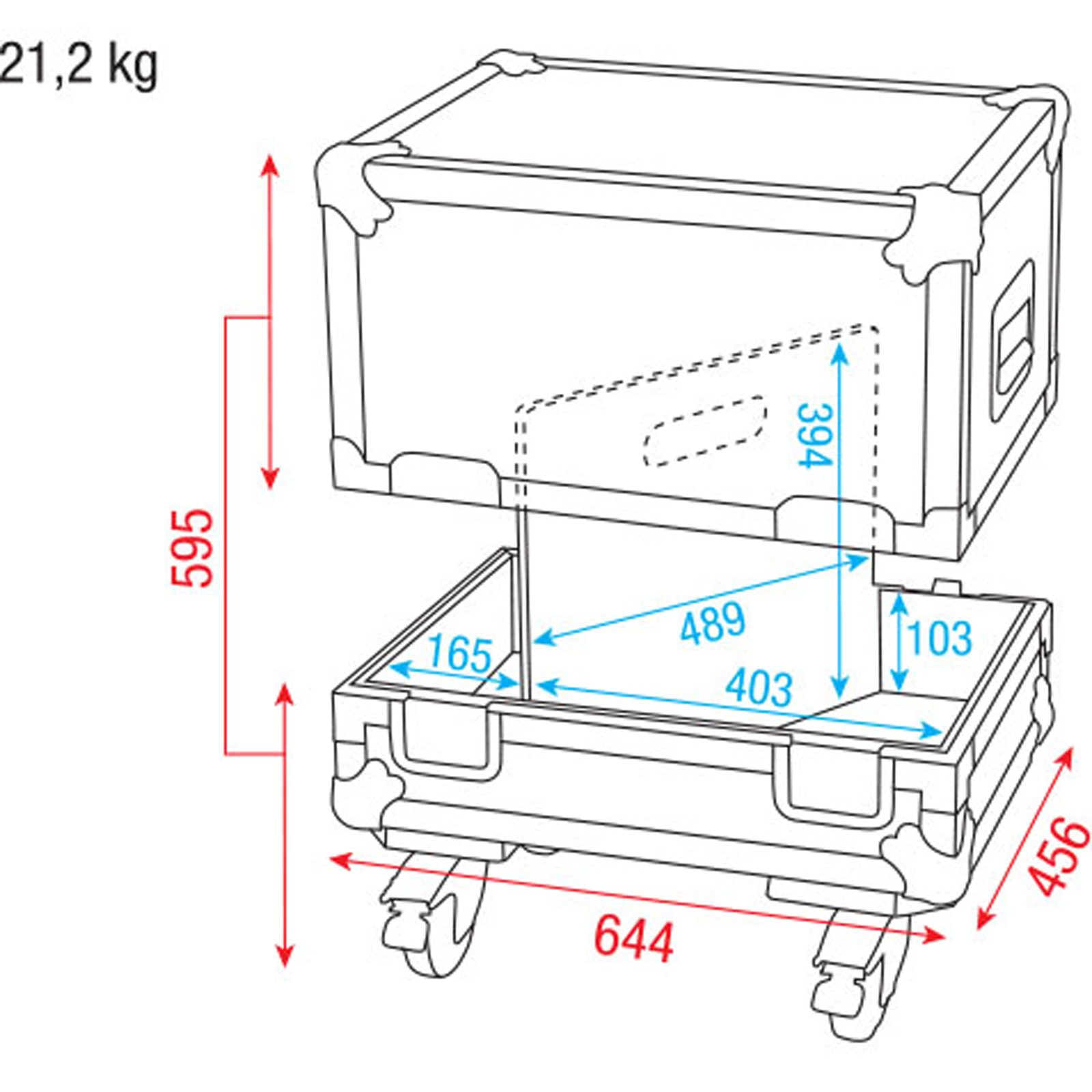 Case per 2 monitor M12 con divisorio e maniglia - DAP D7319