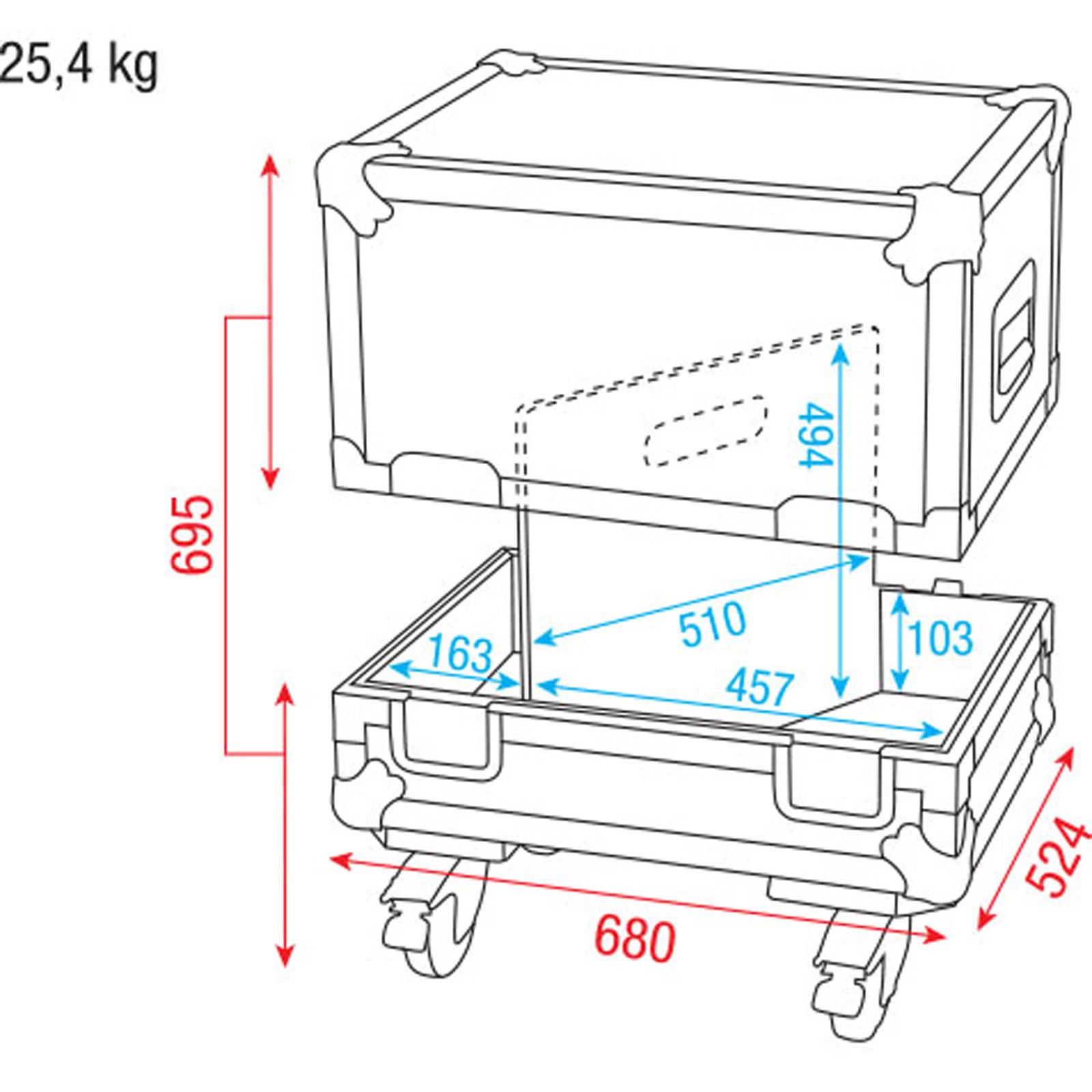 Case per 2 monitor M15 con divisorio e maniglia - DAP D7320