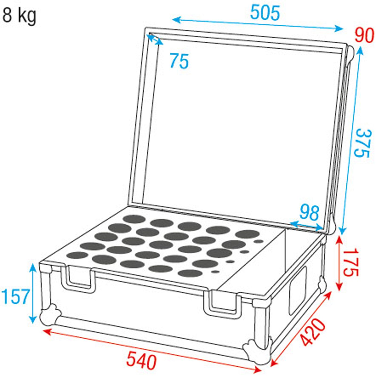 Pro Case per 25 microfoni con vano accessori e schiuma preformata - Showgear D7358B